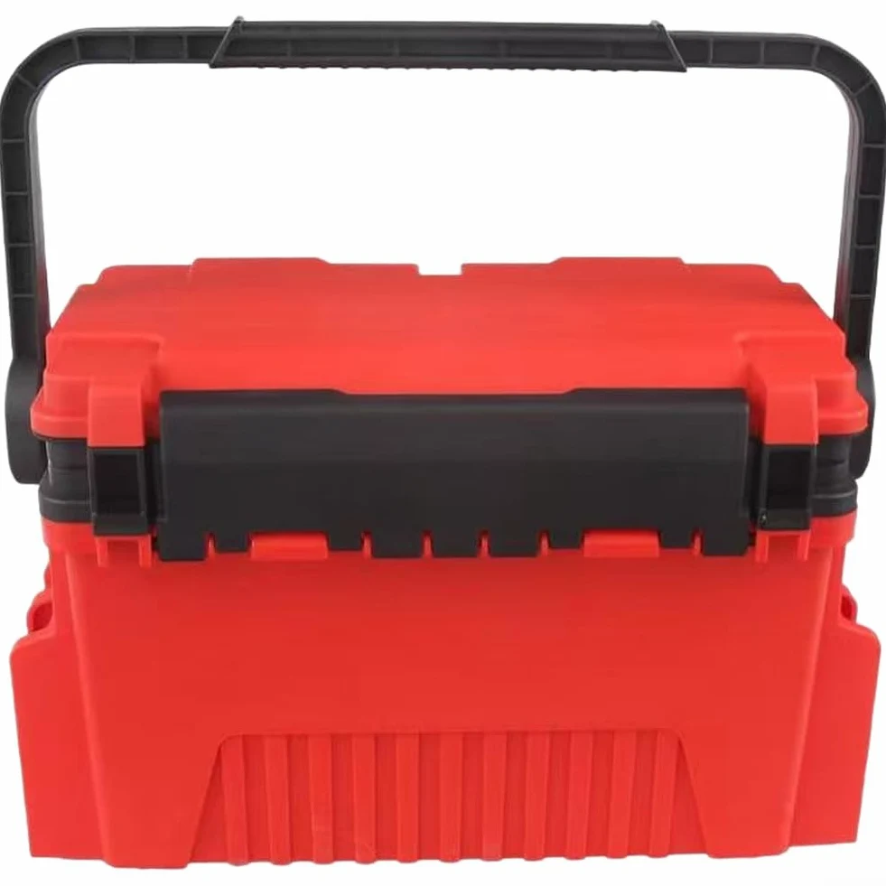 Caja de aparejos de pesca de gran capacidad con particiones ajustables para almacenamiento de señuelos de pesca en el mar y diseño de asiento en color negro (pequeño negro)