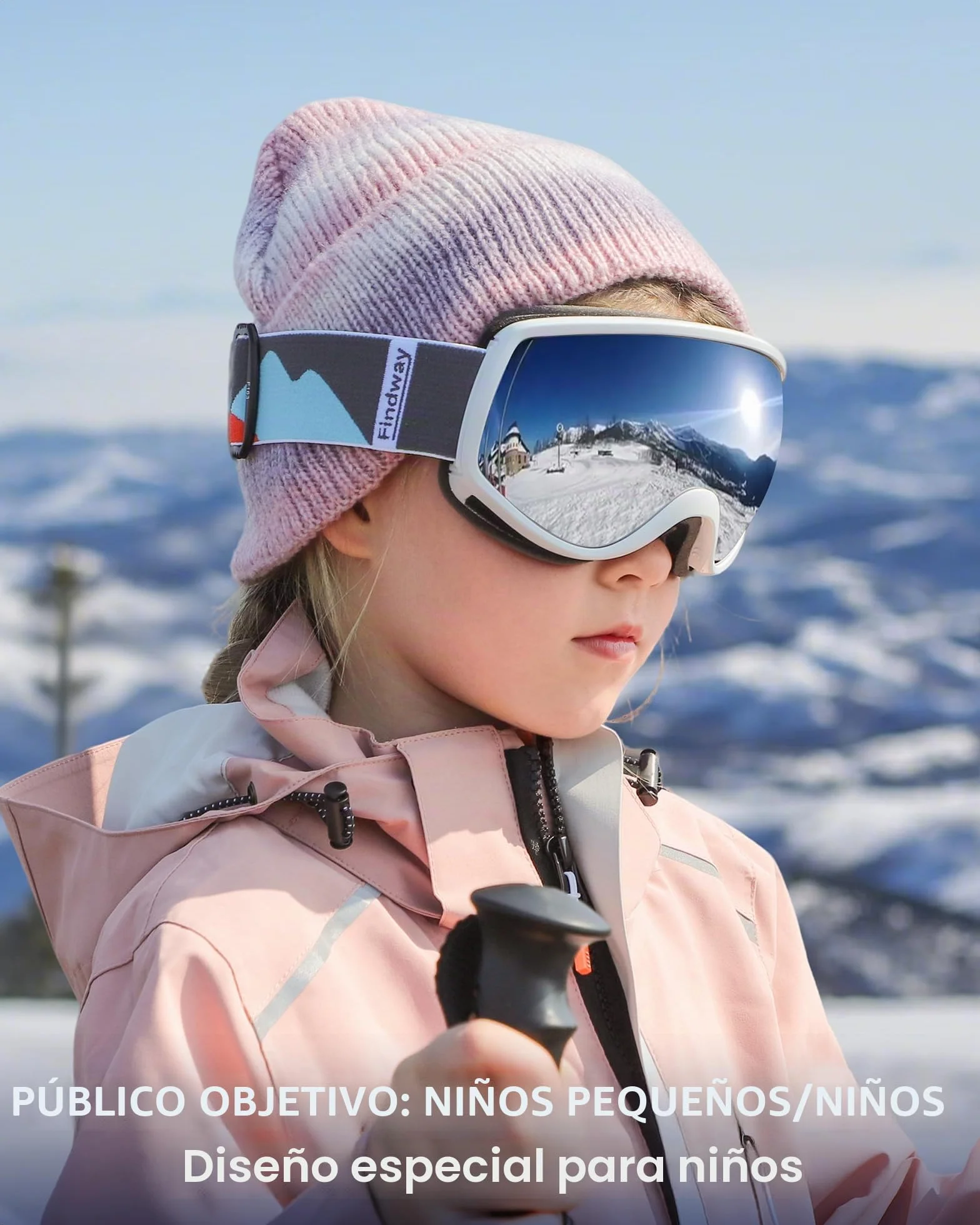 Findway Gafas de Esquí Niños 3-12 Años Anti-Niebla Protección UV Compatible con Casco