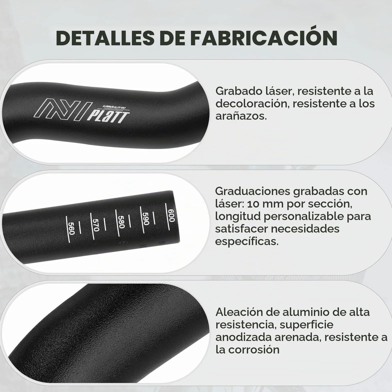 PLATT Manillar de bicicleta 25,4/31,8 * 620/780, manillar elevador de bicicleta de montaña de aleación de aluminio ligero, ideal para MTB (25,4mm-620mm, 160mm Rise)