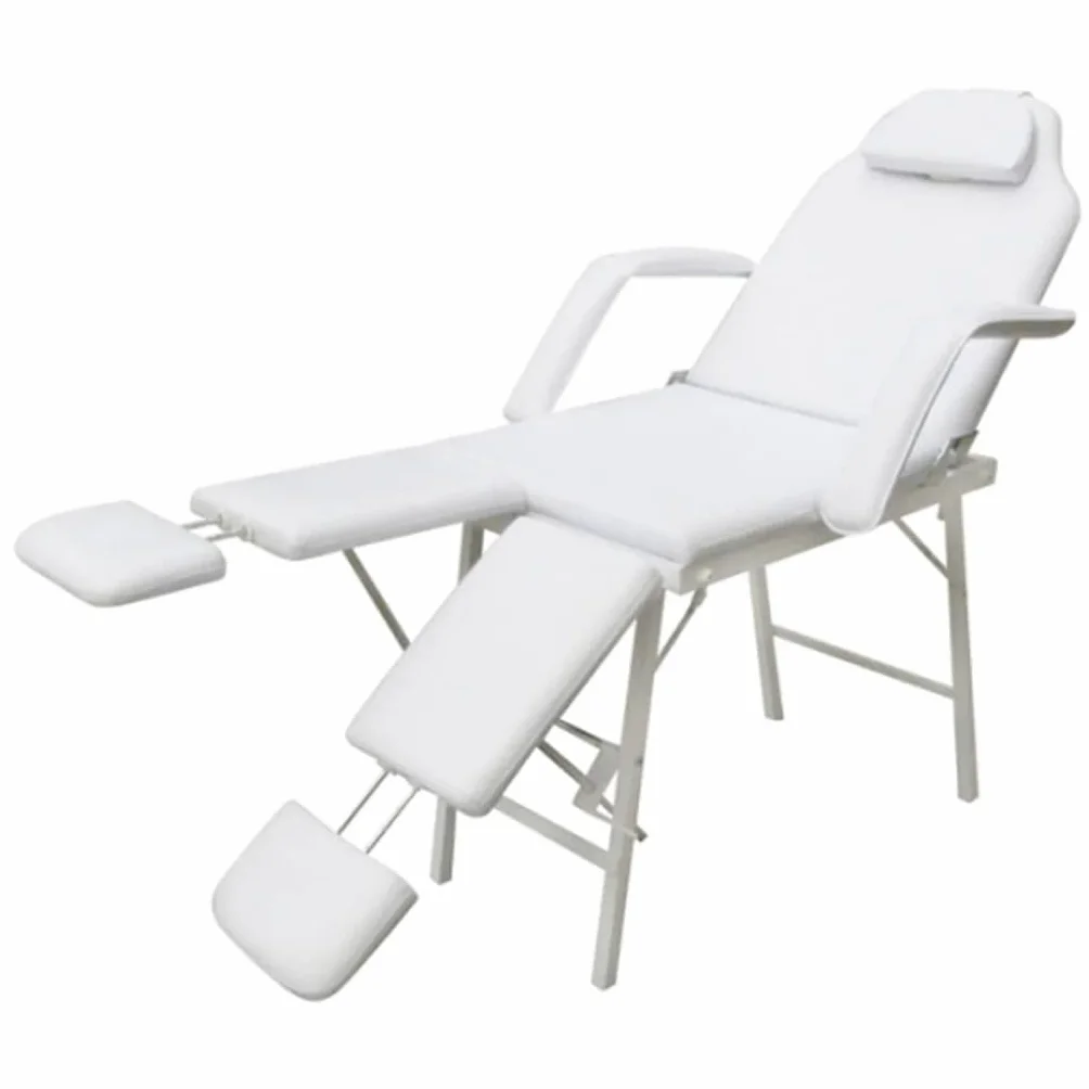 vidaXL Camilla Ajustable de Masaje y Salon de Belleza Cuero Sintético Blanco