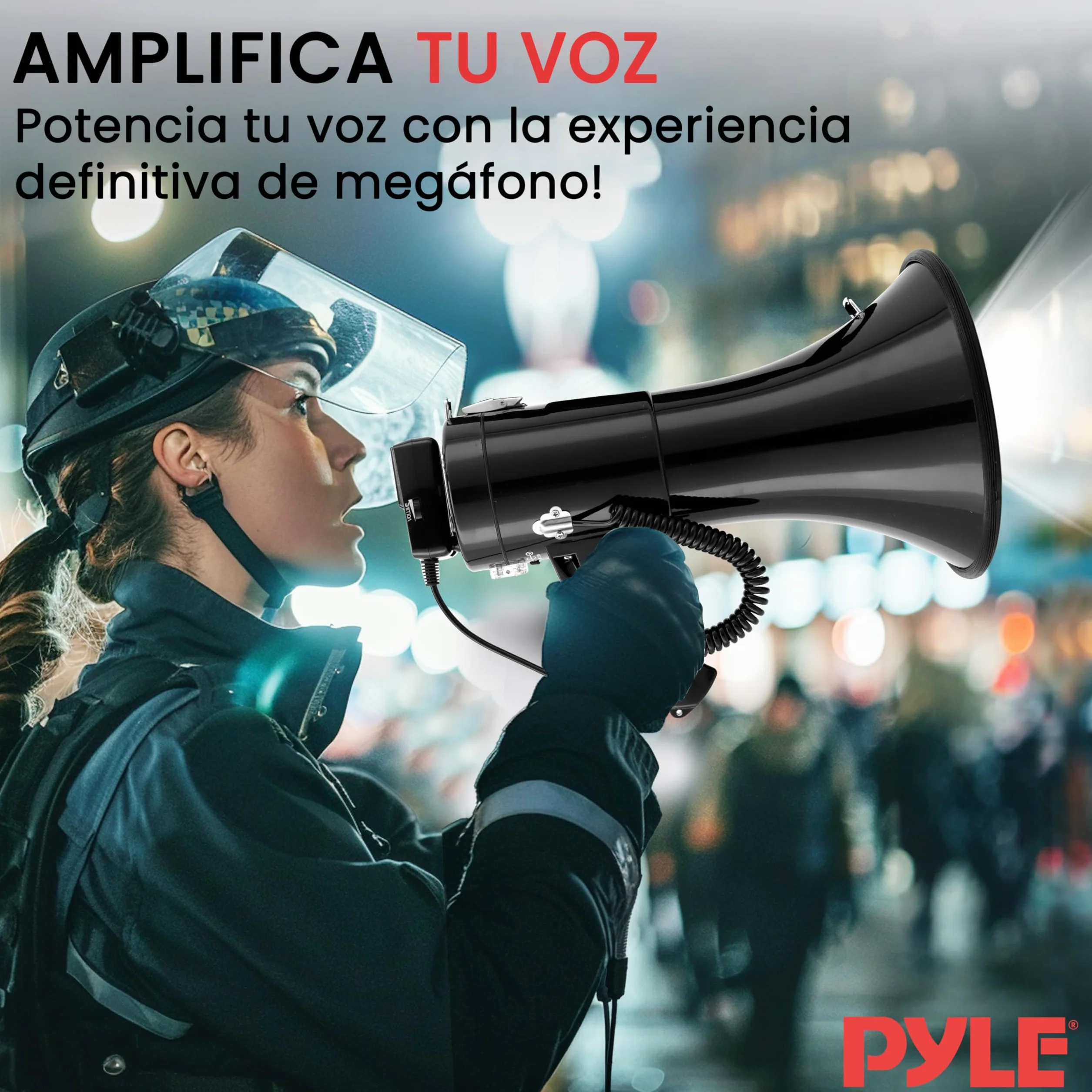Pyle Altavoz Portátil 50V Sirena Control de Volumen LED