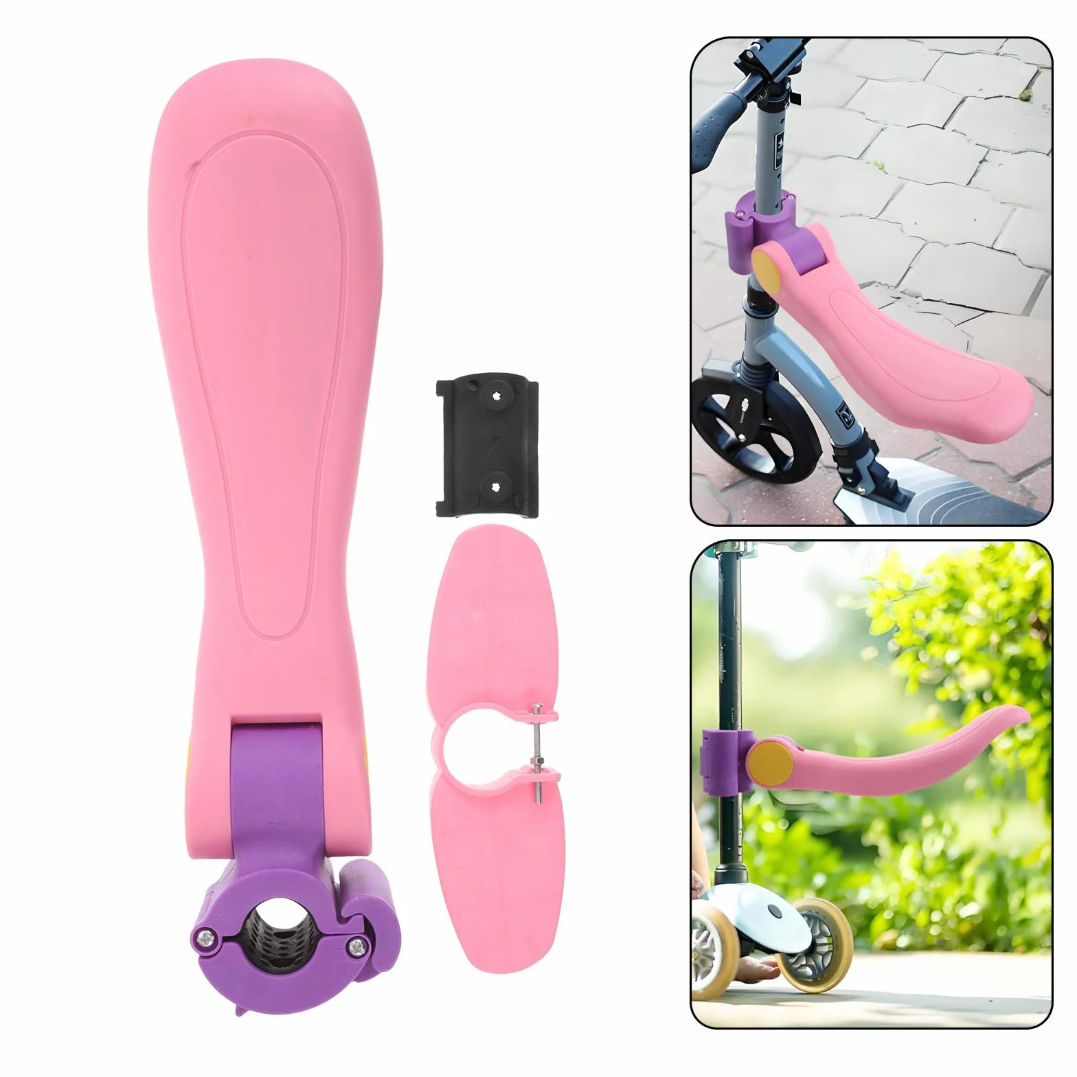Asiento para Scooter Infantil de Plástico Rosa, Accesorio Portátil Fácil Instalación para Viajes y Uso al Aire Libre