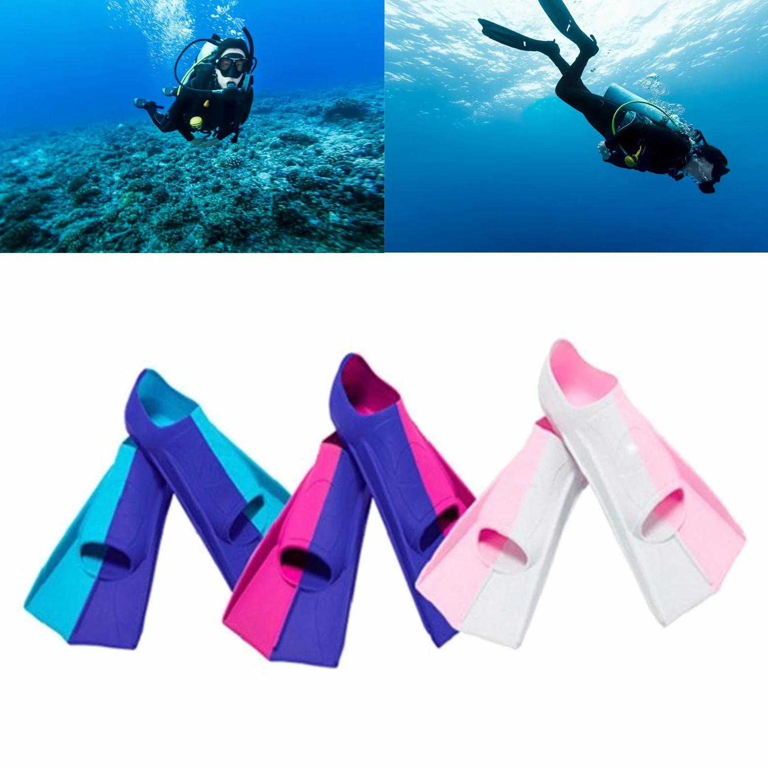 Aletas de buceo profesionales de silicona para mujeres y niños, natación, surf, playa, aletas de agua, aletas de buceo, zapatos de entrenamiento