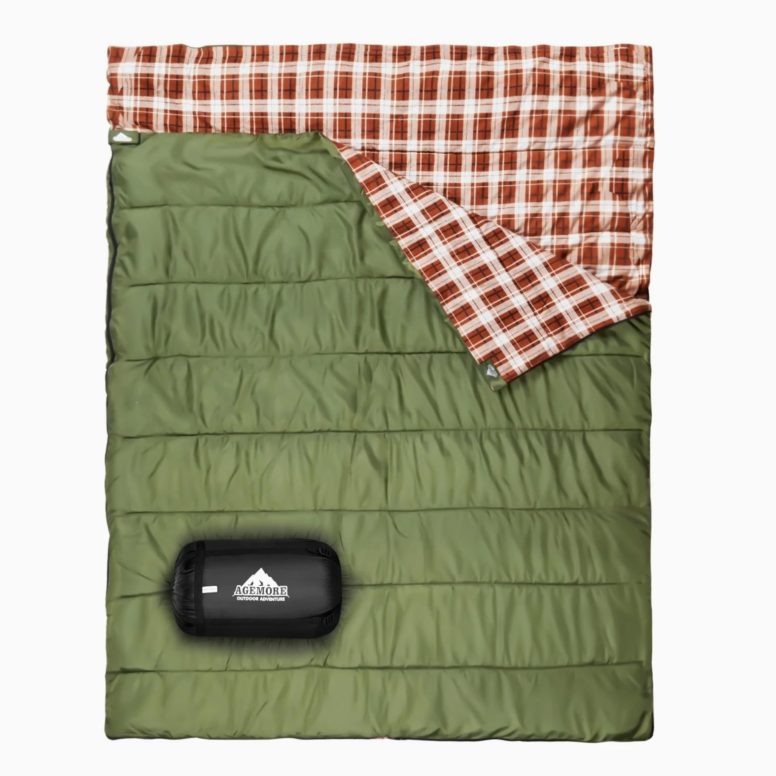 Saco de Dormir Doble de Franela de algodón para Camping, mochilero o Senderismo. Saco de Dormir Impermeable para 2 Personas, para Adultos o Adolescentes, Ligero con Saco de compresión