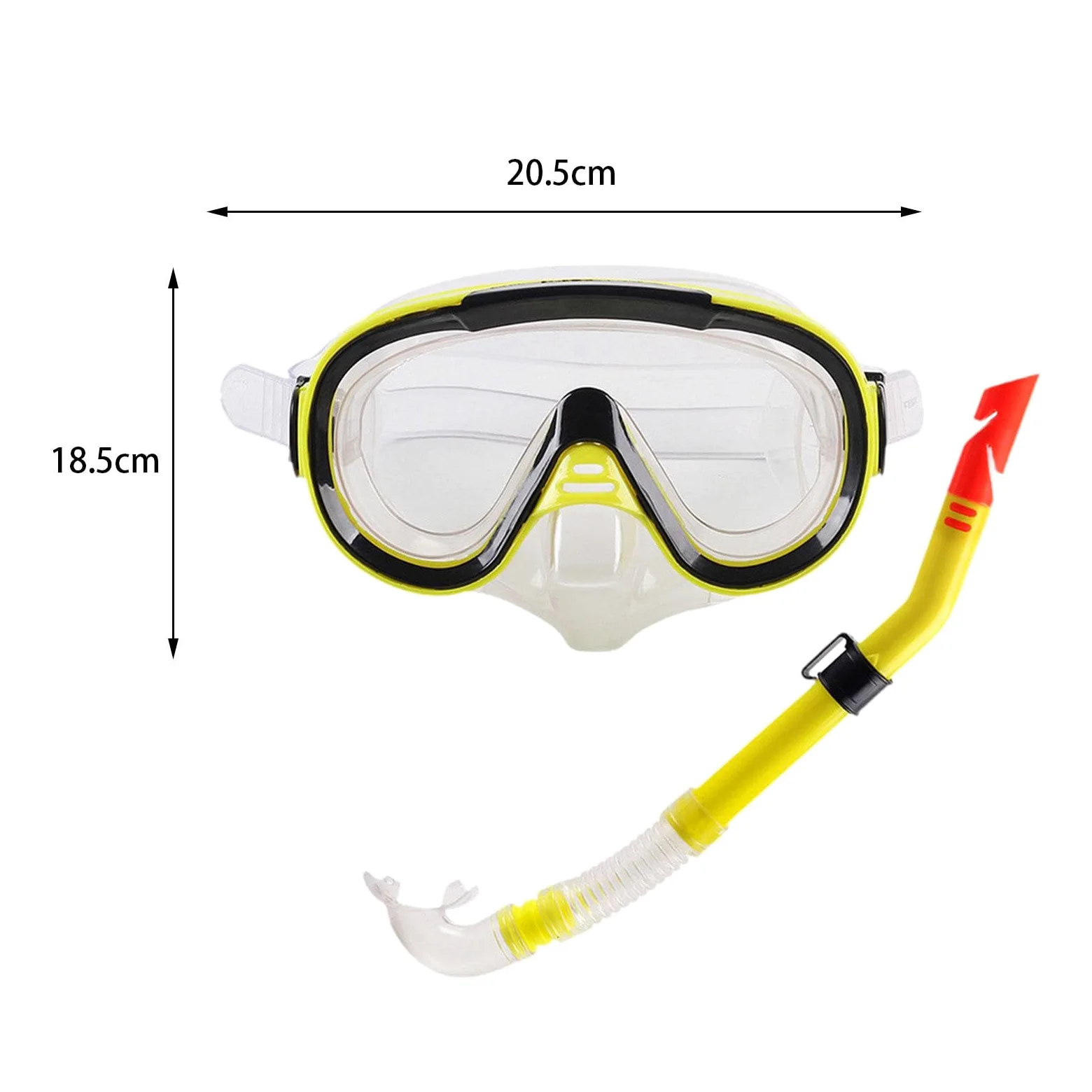 Juego de esnórquel de visión amplia, máscara de buceo, gafas de natación, gafas de buceo para bajo el agua, rojo transparente, 18,5 x 20,5 x 7 cm