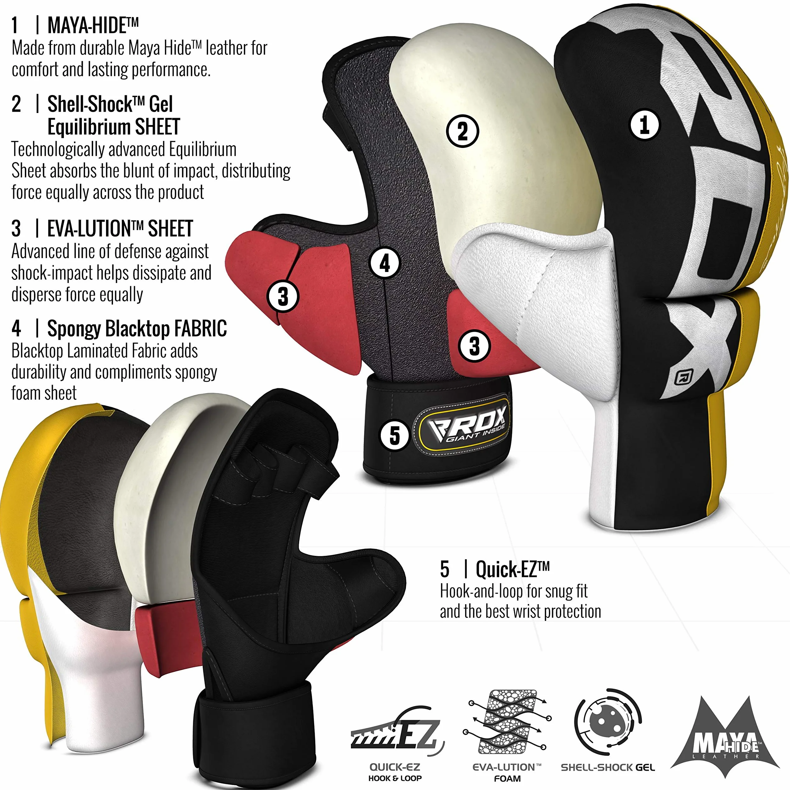 RDX Maya Cuero Guantes Boxeo Saco Sparring Entrenamiento Mitones Muay Thai Kick Boxing