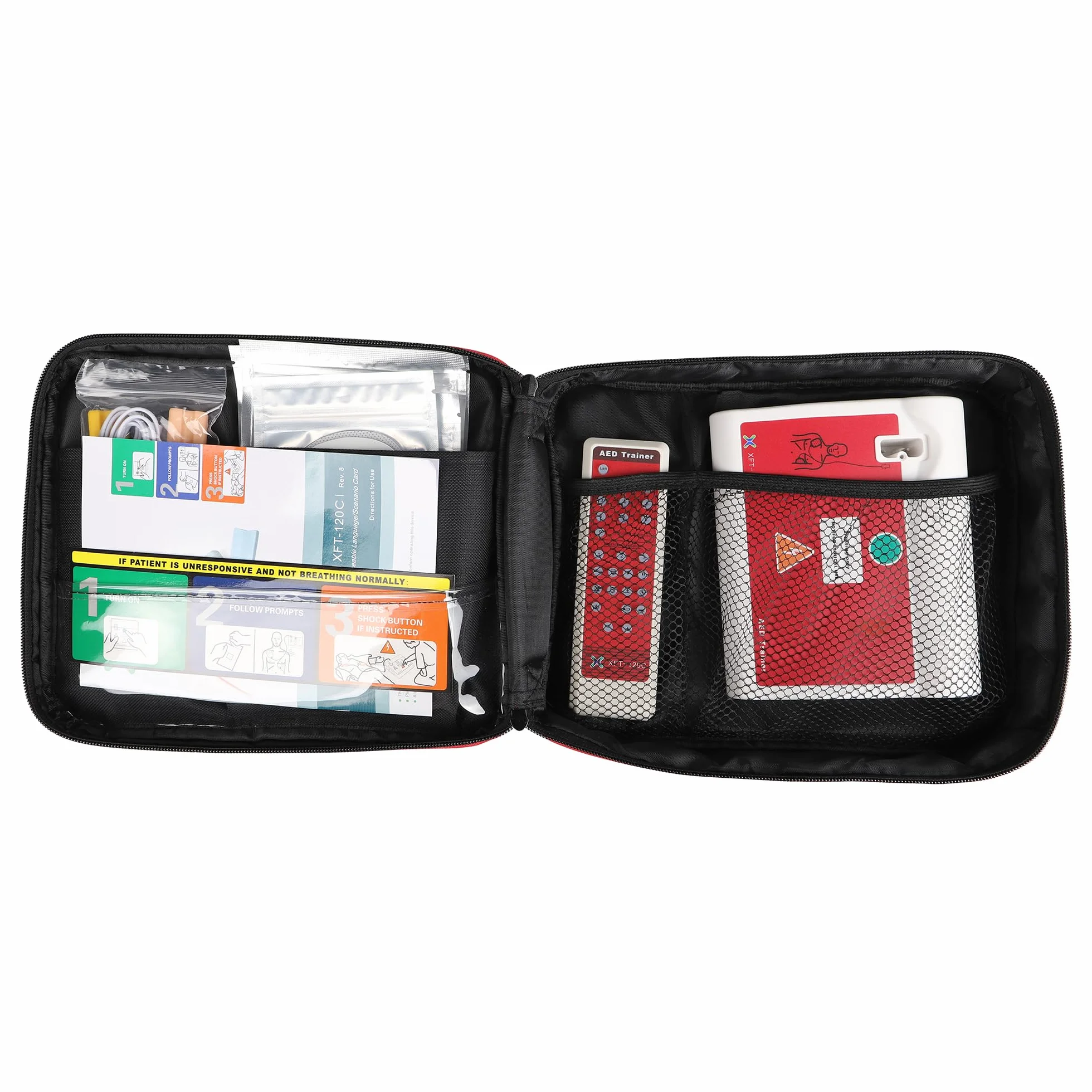 Entrenador DEA XFT 120C, kit entrenamiento desfibrilador, RCP con control remoto, voz español inglés, 10 escenarios