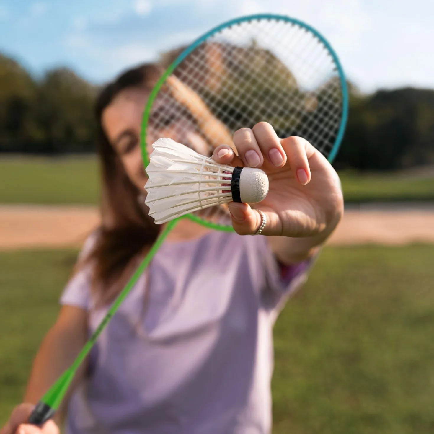 Set de Badminton con 2 Raquetas y 6 Volantes, Incluye Bolsa de Transporte