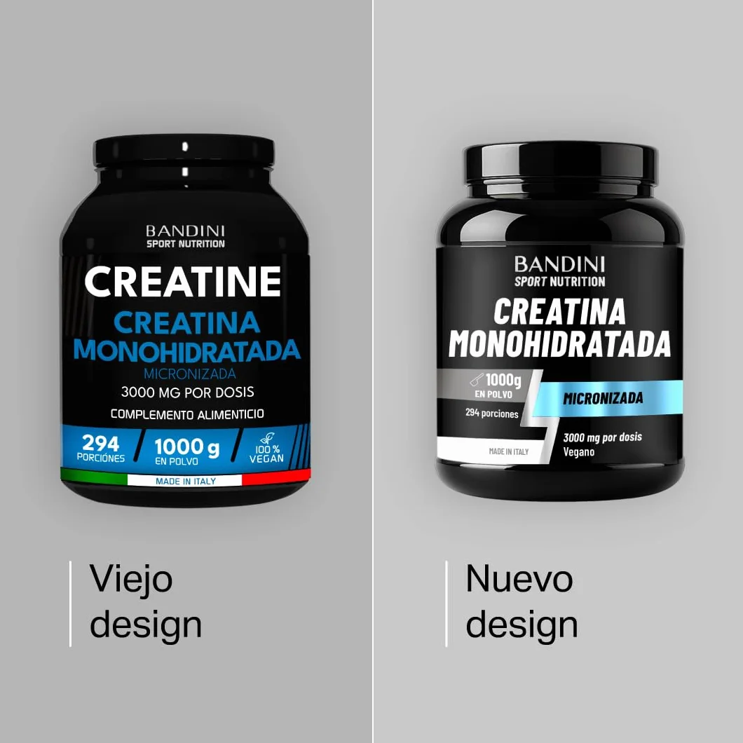 Bandini Creatina Monohidratada en Polvo 1kg Pura - Suplemento Deportivo sin Aditivos - 100% Vegano
