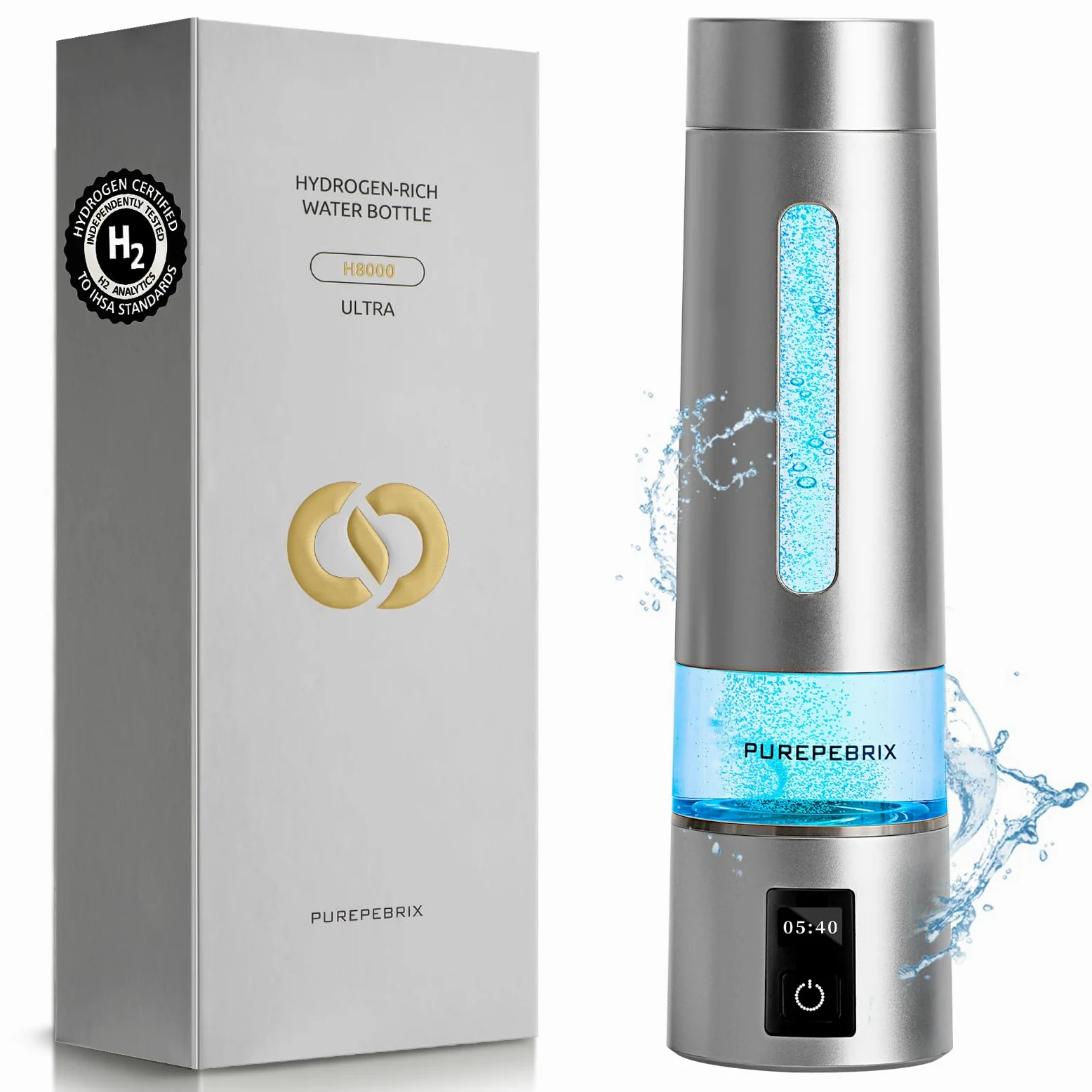 PUREPEBRIX Generador de botellas de agua de hidrógeno hasta 8100 PPB de hidrógeno molecular