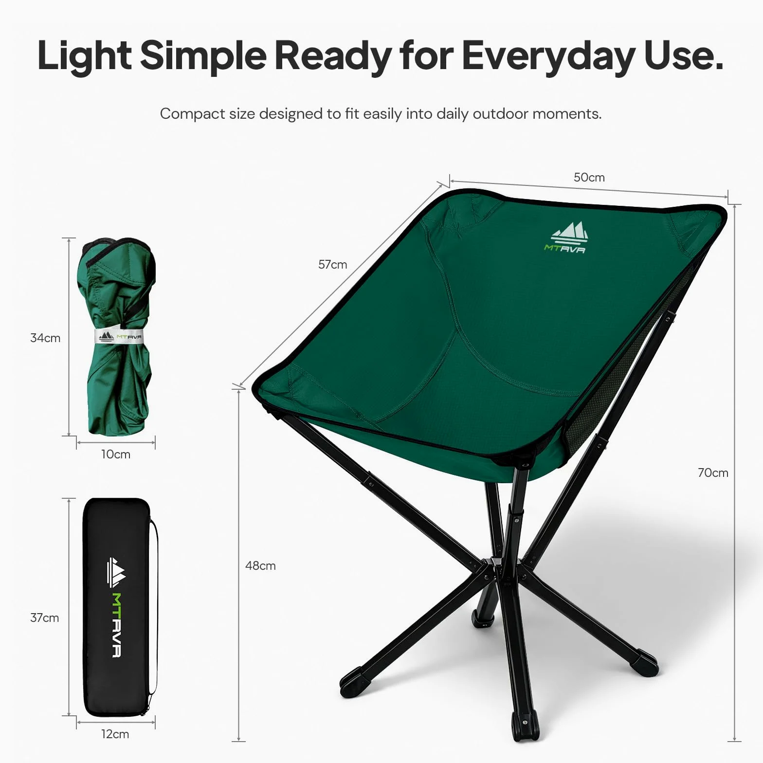 MTRVR Silla de camping plegable ligera con diseño compacto de una pieza, instalación rápida, marco de aluminio estable, silla portátil con bolsillo para viajes, senderismo y descansos cortos al aire