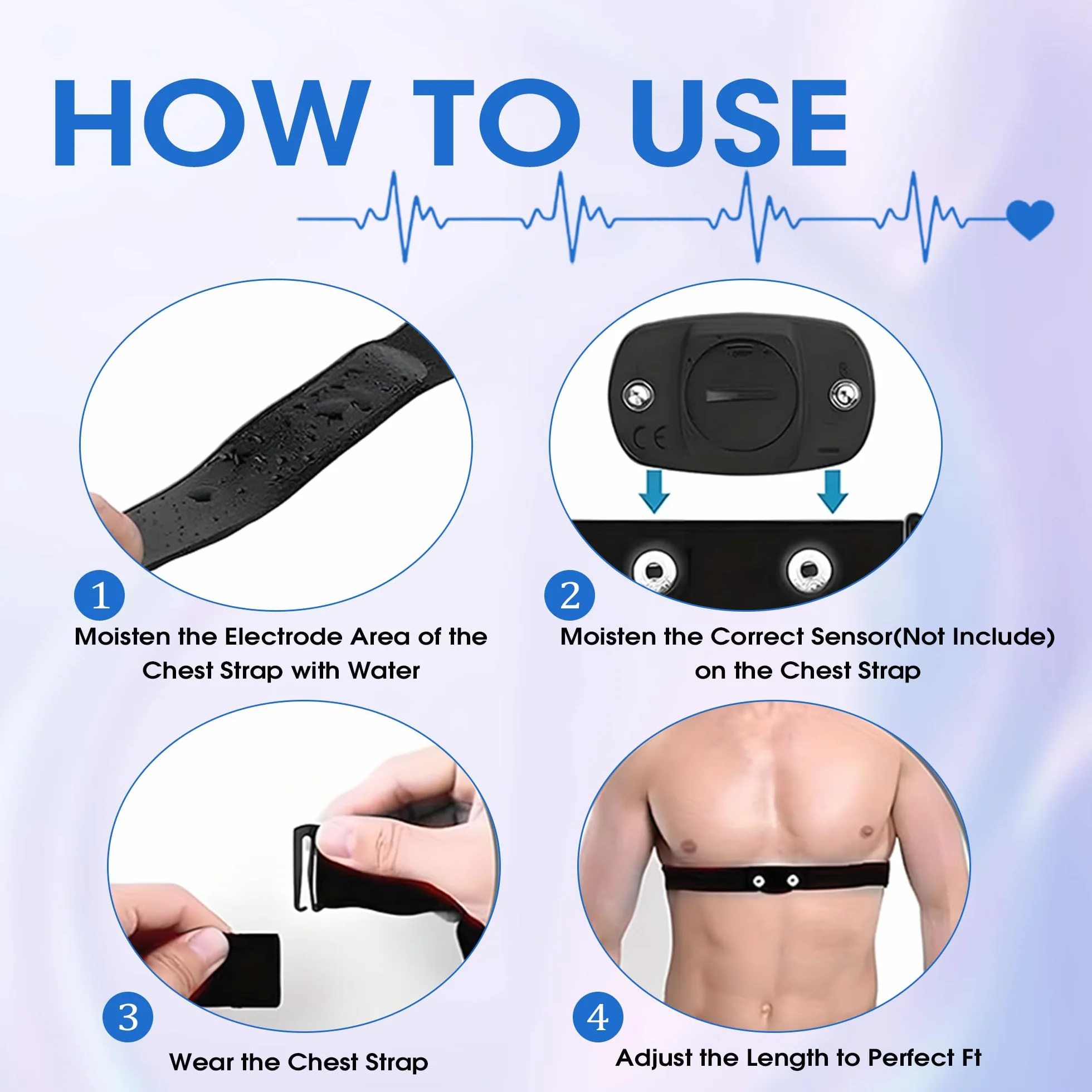 Banda Elástica Ajustable, Chest Mount Cinturón Pulsómetro Banda Heart Rate Chest Strap Replacement Belt Correa de Repuesto Compatible con H10 H9 Deporte Running Monitor de frecuencia Cardiaca (97cm )