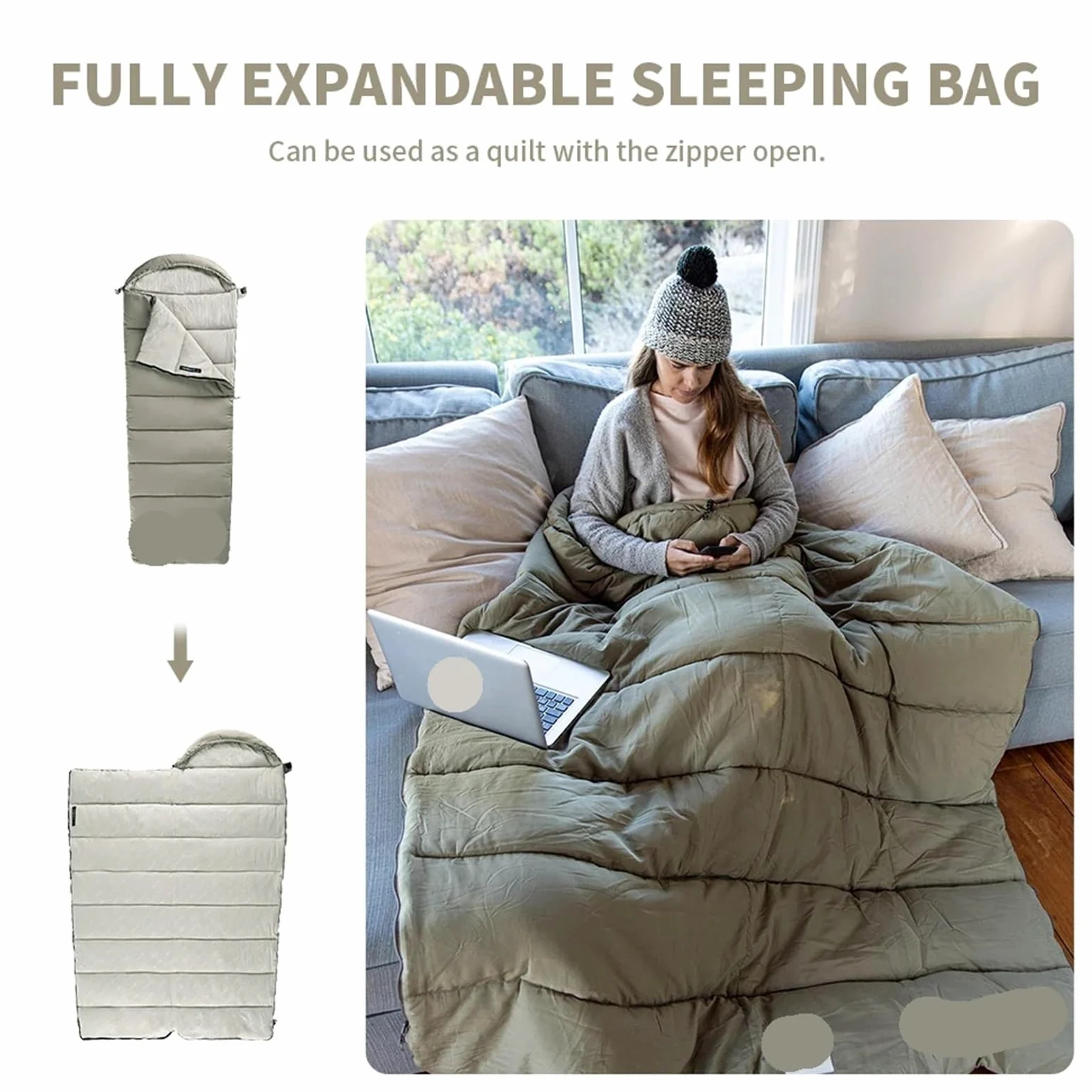 Saco De Dormir Camping Saco de Dormir Ligero, Saco de Dormir Doble for Acampar, Saco de Dormir de Invierno Lavable a máquina para Senderismo, Mochilero