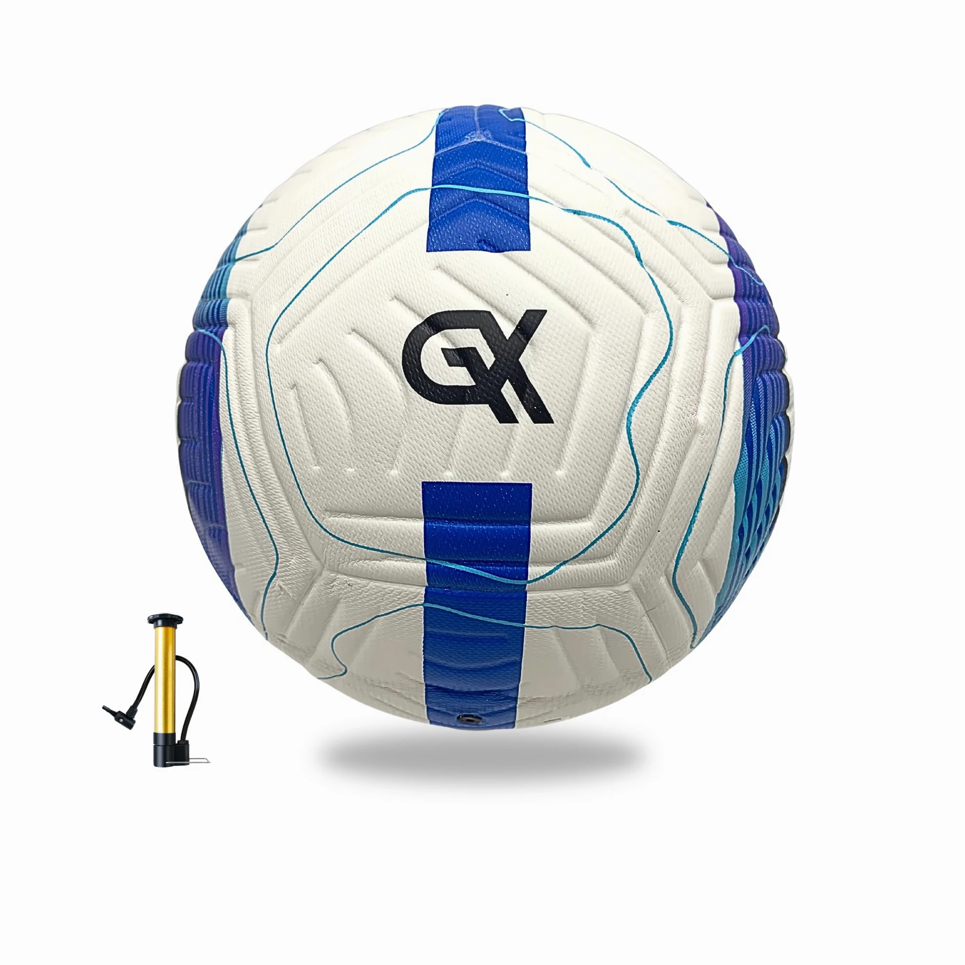 Balón de fútbol profesional, tamaño 5, cuero resistente a la intemperie, blanco y azul