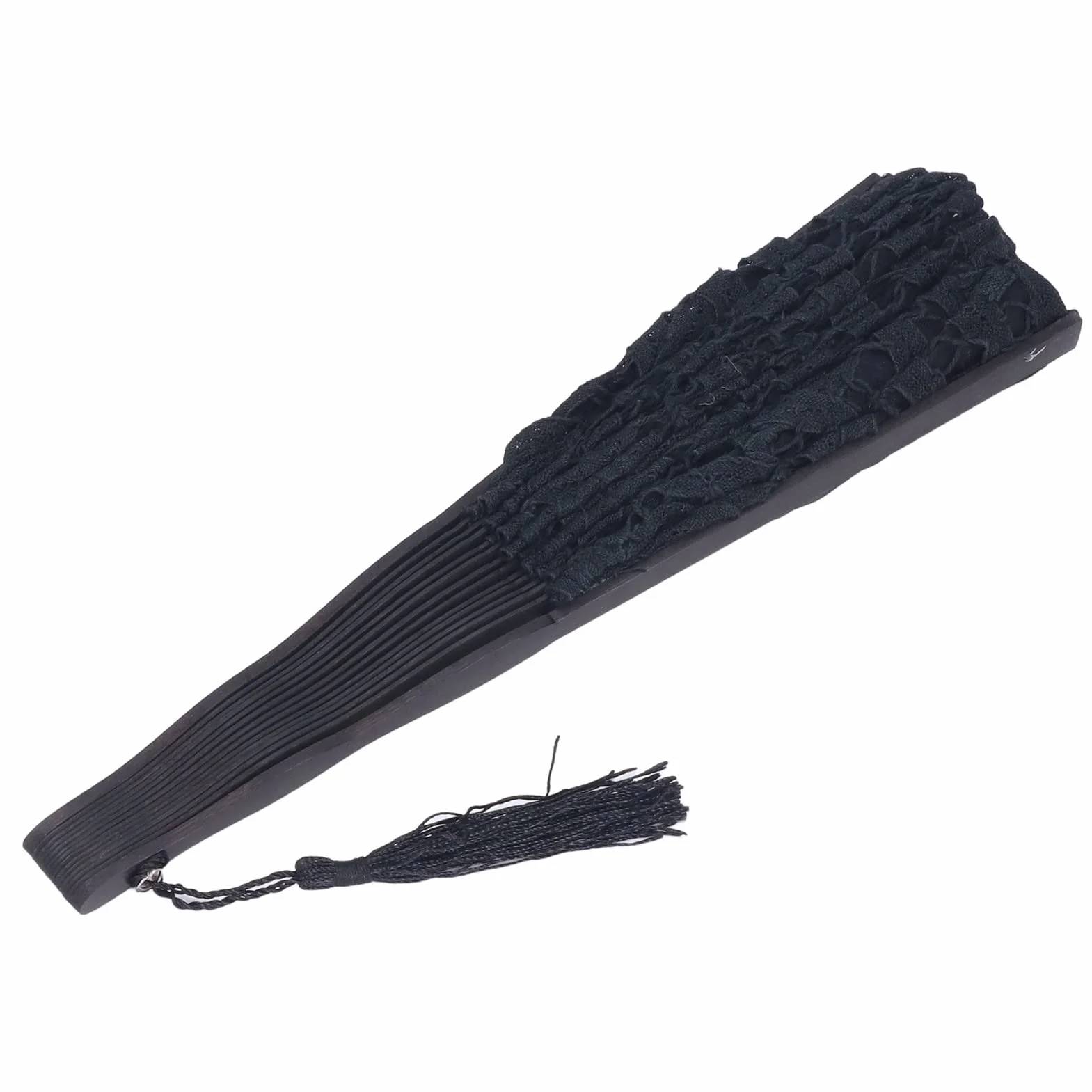 TOPINCN Abanico de Mano Plegable de Encaje de Algodón Abanico de Mano Nupcial Bordado con Bastones de bambú para la Decoración de la Boda Fiesta de Baile (Negro)