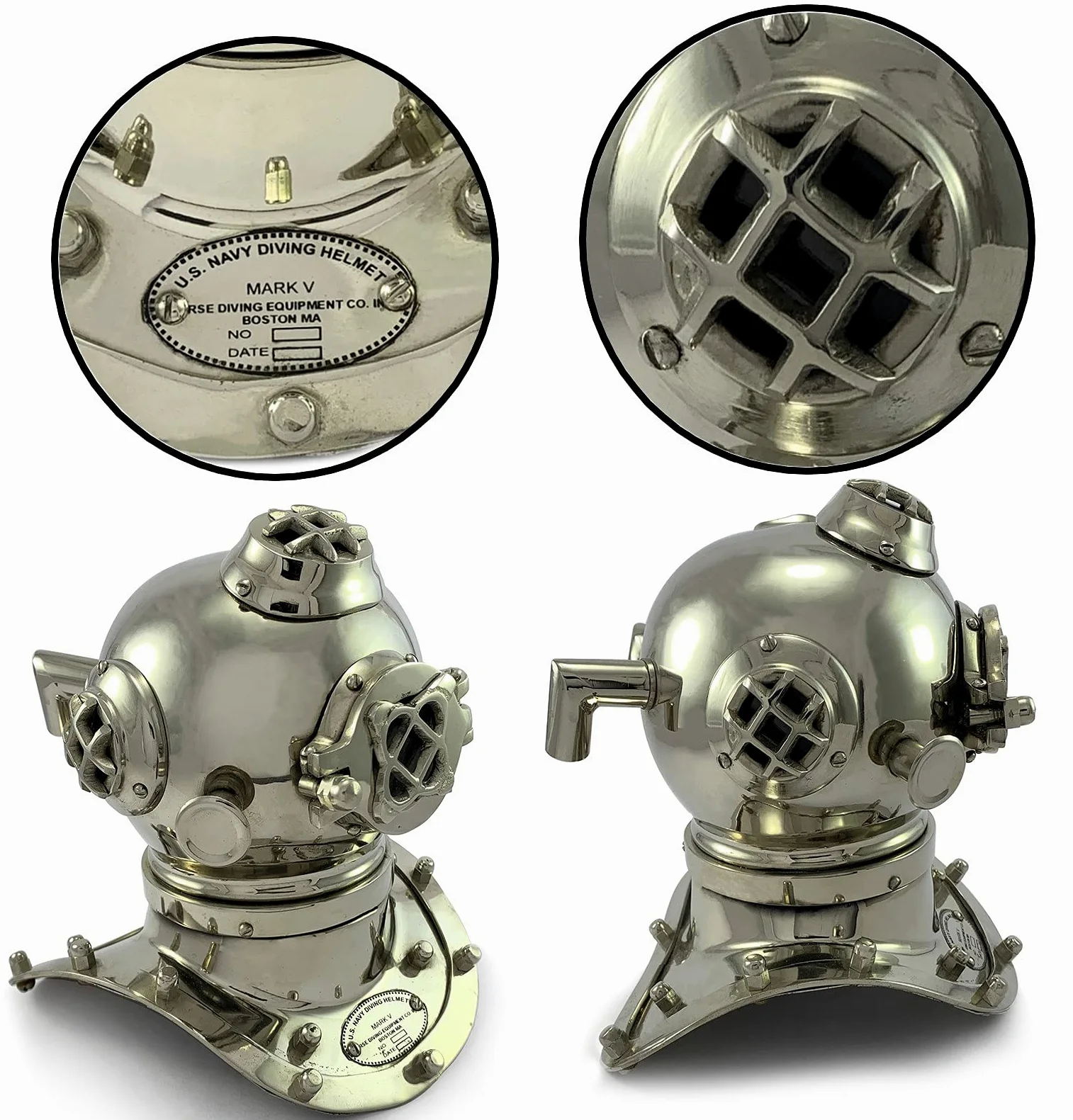 Casco de buceo réplica vintage modal latón acabado cromado casco de buceo superior de mesa / escritorio decoración regalo
