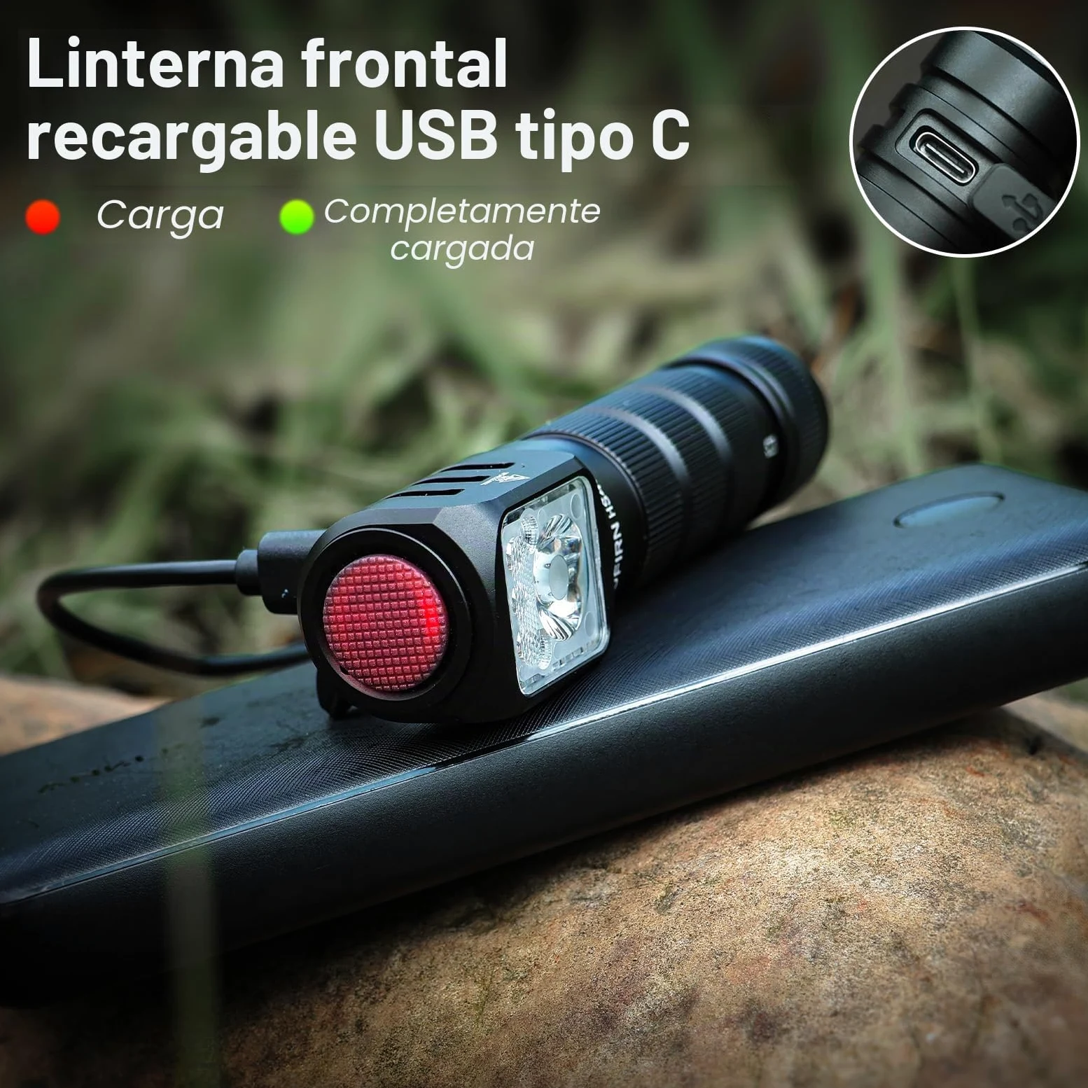 Sofirn HS42 faro 2000 lúmenes, faros para adultos recargable, linterna de luz roja rectangular, linterna con base magnética, linterna LED para camping, IP66 impermeable