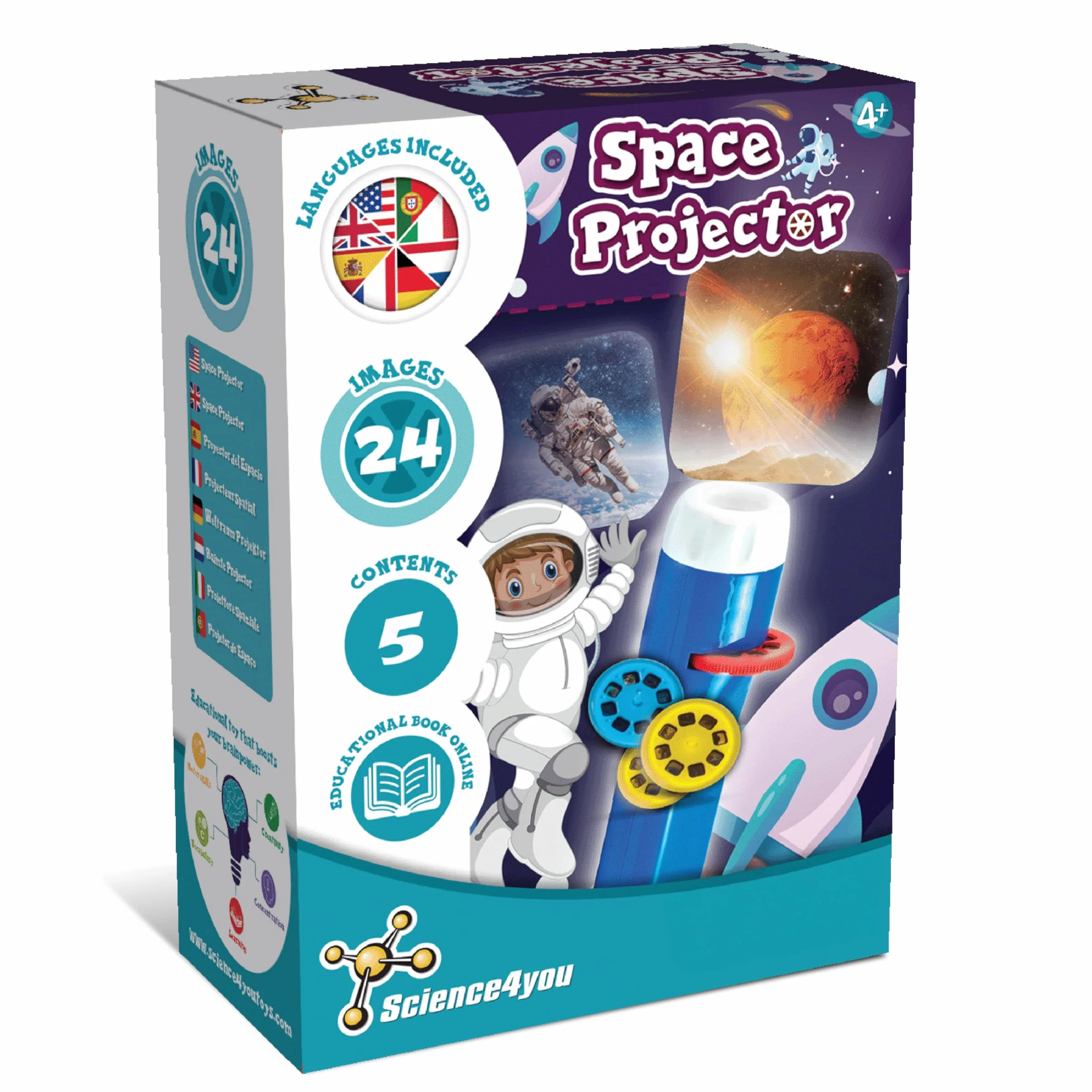 Science4you Proyector Espacial Infantil - Linterna Planetas Sistema Solar, Proyector Planetario, Juguetes Espacio, Regalo 4+