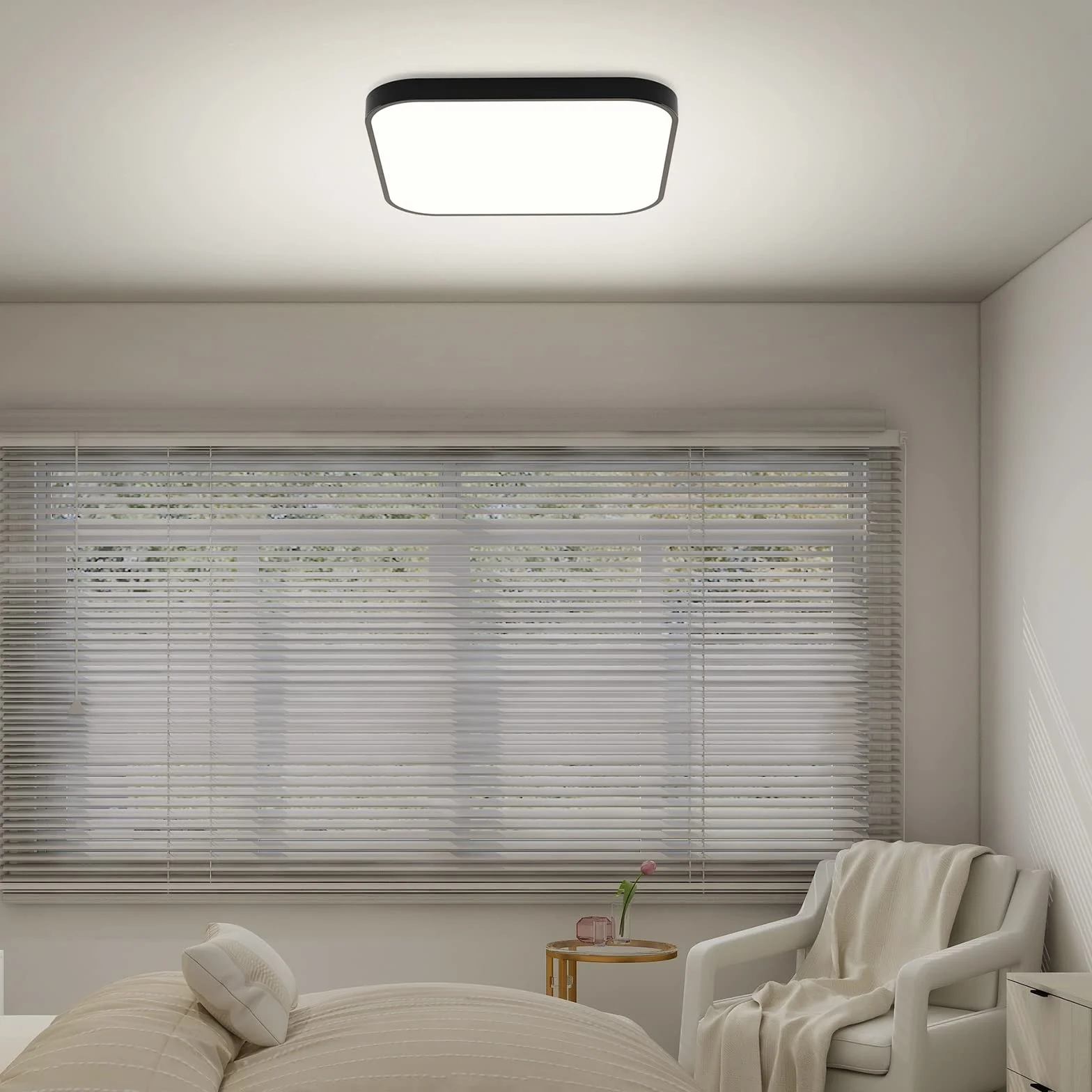 ZMH Lámpara de Techo LED Regulable 15W Negro 27cm IP44 Impermeable con Mando a Distancia