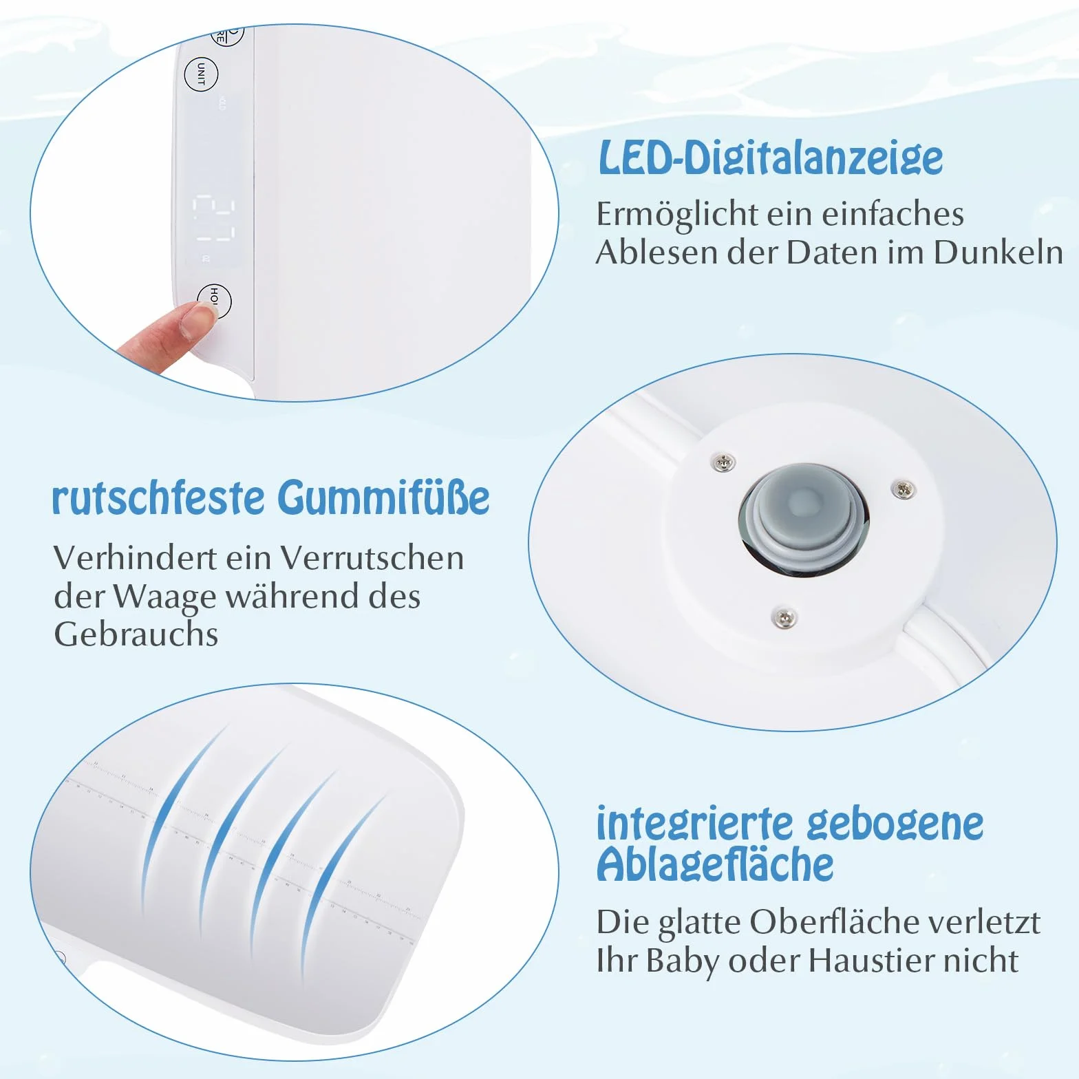 GOPLUS Báscula digital para bebé inteligente con función de sujeción y tara, pantalla LED, para mascotas y cuna