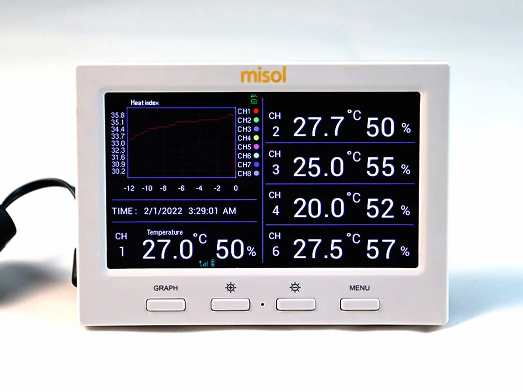 MISOL Wireless Weather Station with 5 sensors, 5 Channels, Color Screen, Data Logger, Connect to PC/Estación meteorológica inalámbrica con 5 sensores, 5 Canales