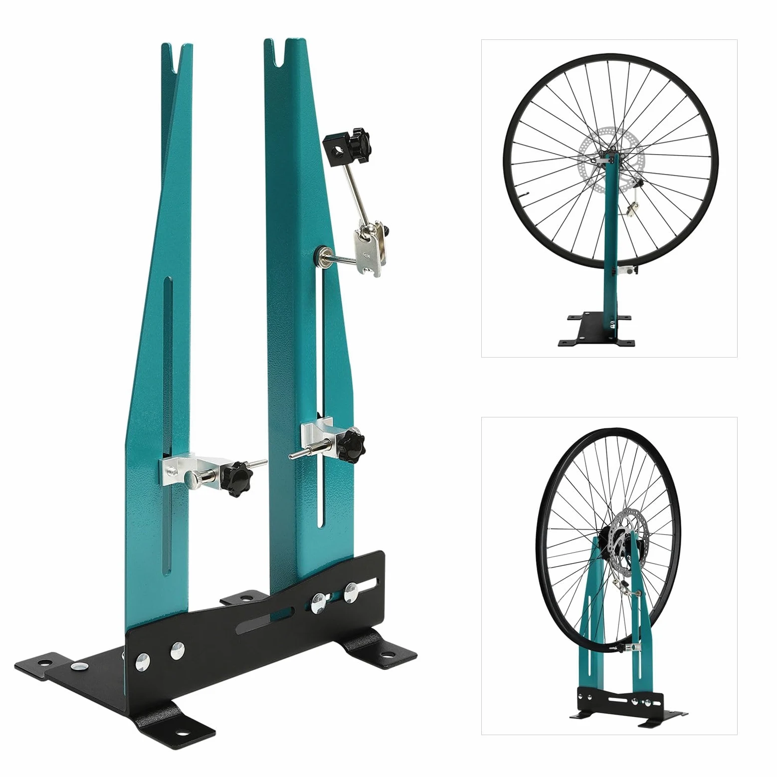 Soporte profesional para ruedas de bicicleta con herramienta de alineación multifunción extraíble para mantenimiento de llantas de bicicleta de carretera y MTB