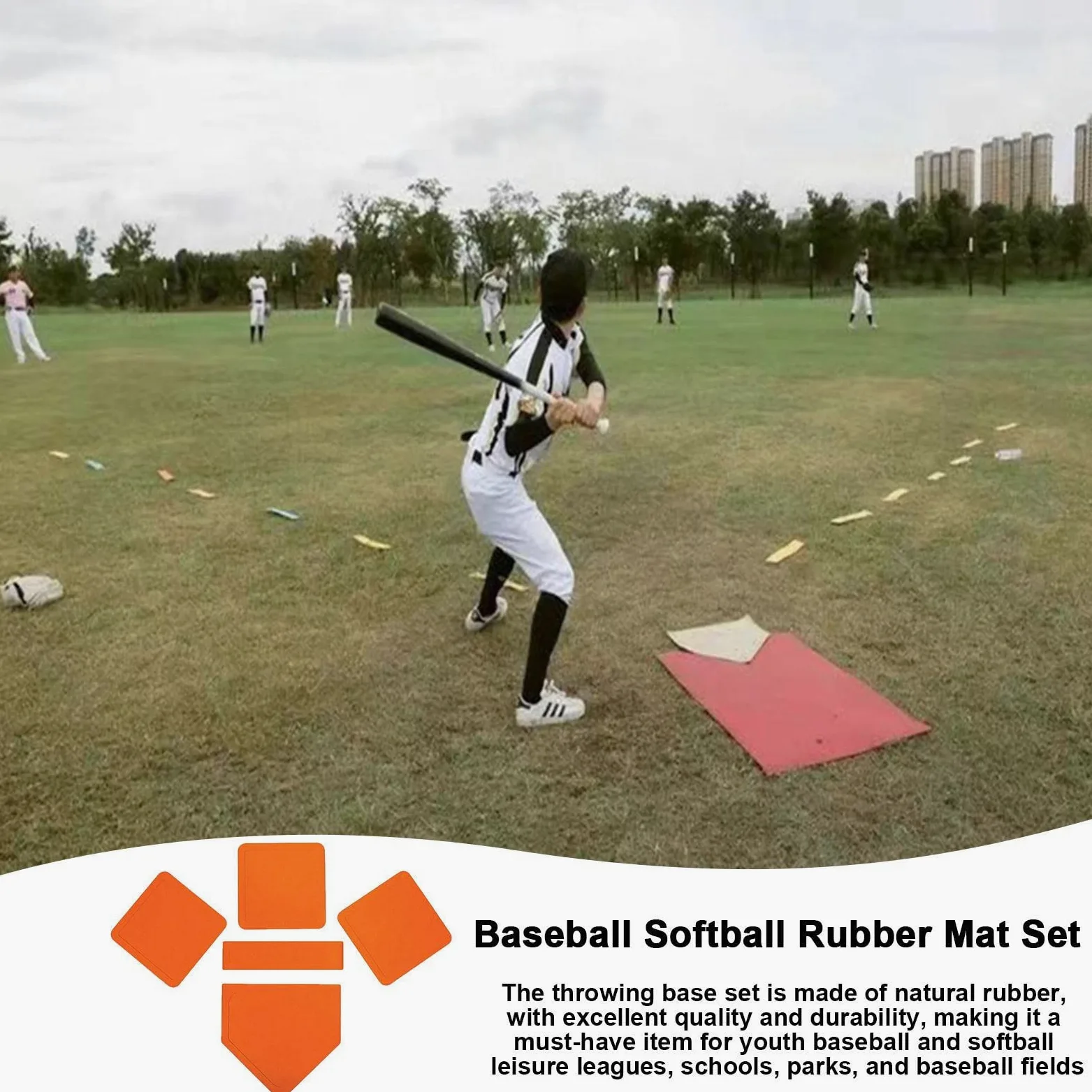 Bases para Practicar Beisbol Niños,Bases Campo Goma para niños Patio Trasero - Bases béisbol multifuncionales para Teeball Softball Kickball y Baseball