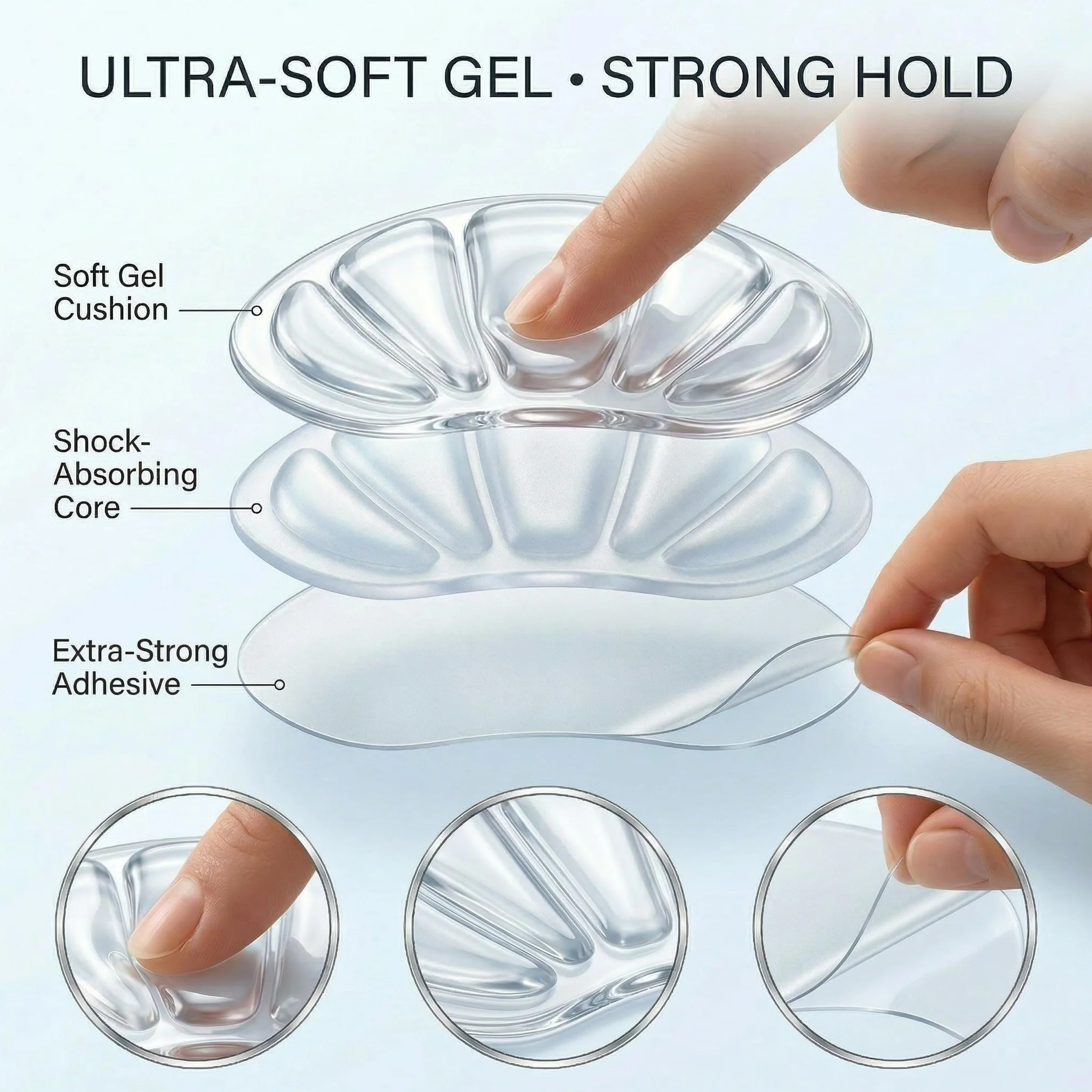 Taloneras de gel para zapatos, almohadillas autoadhesivas transparentes, protector de talón antideslizante