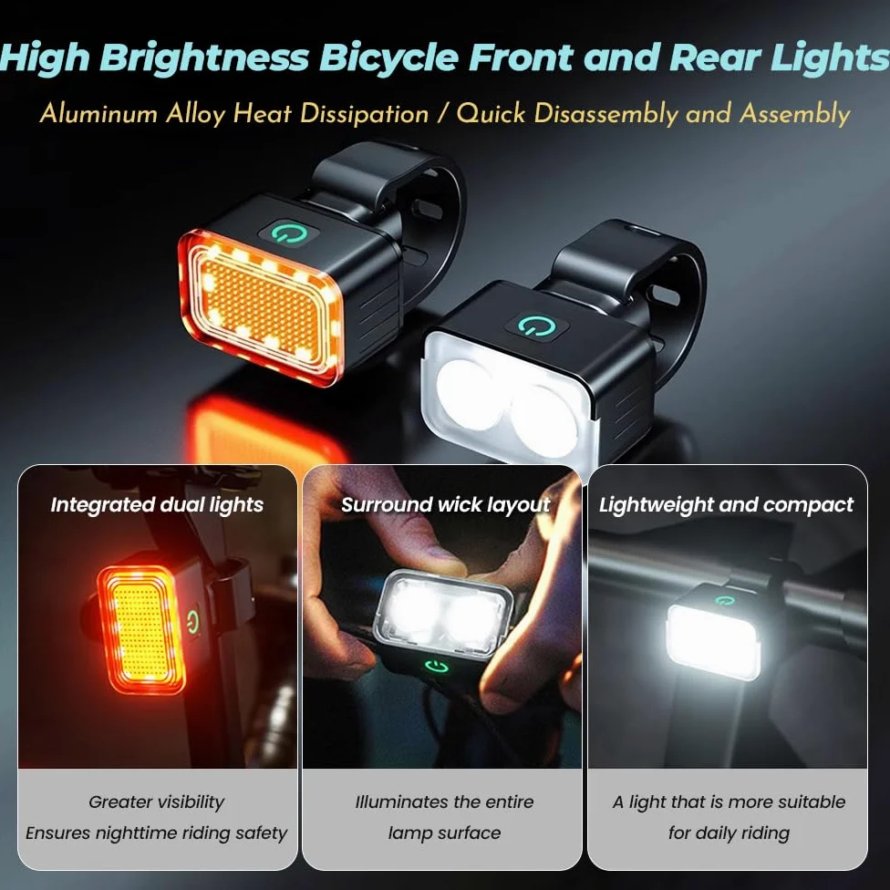 Luces Bicicleta para Specialized Allez Disc Sport Road Bike 2025 – Luz Recargable USB Delantera y Trasera, Accesorios para Bicicleta Impermeable de Montaña Conducción Nocturna