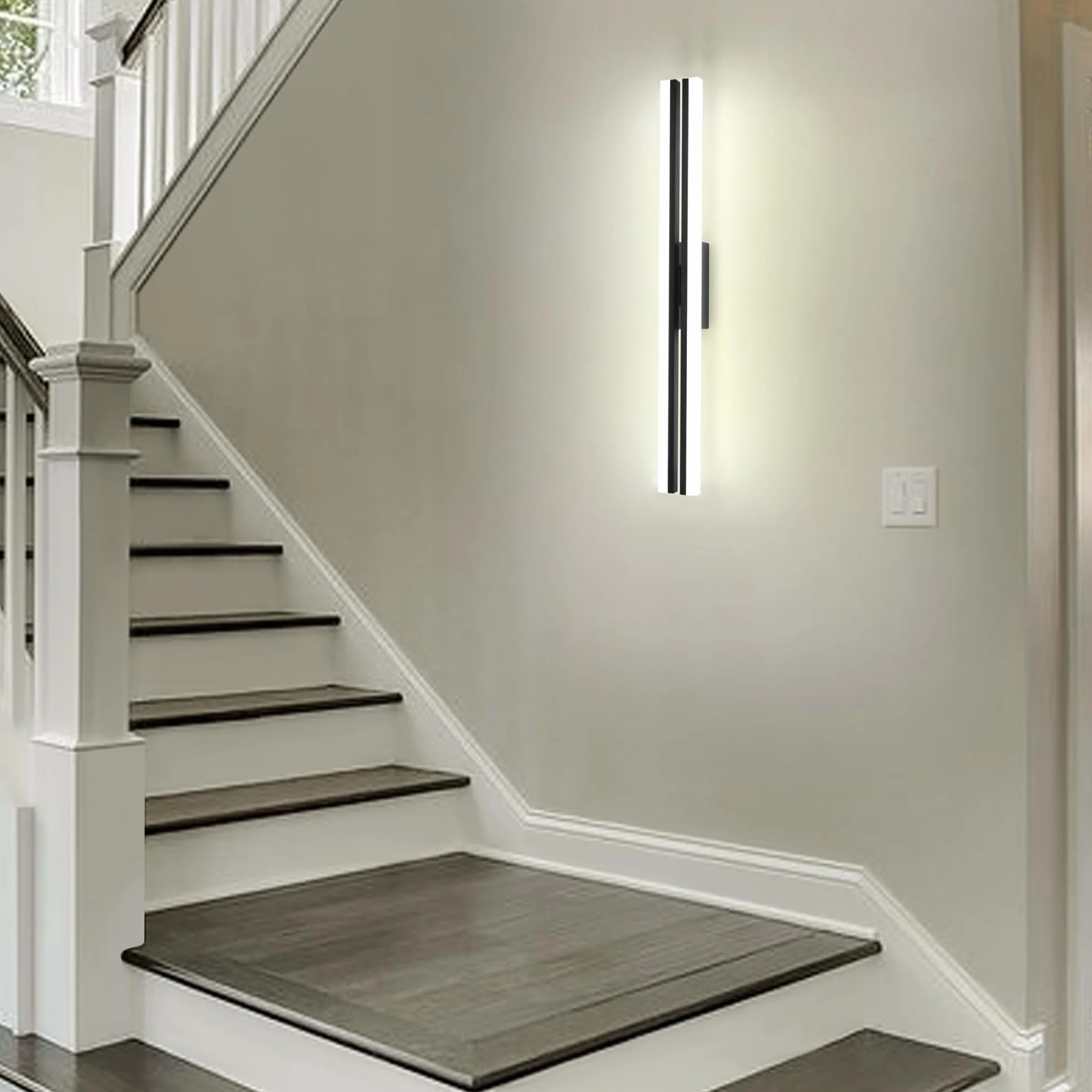 MantoLite LED Lámpara de Pared 60CM 24W IP44 6000K Negro Mate Aplique para Baño y Cuadros