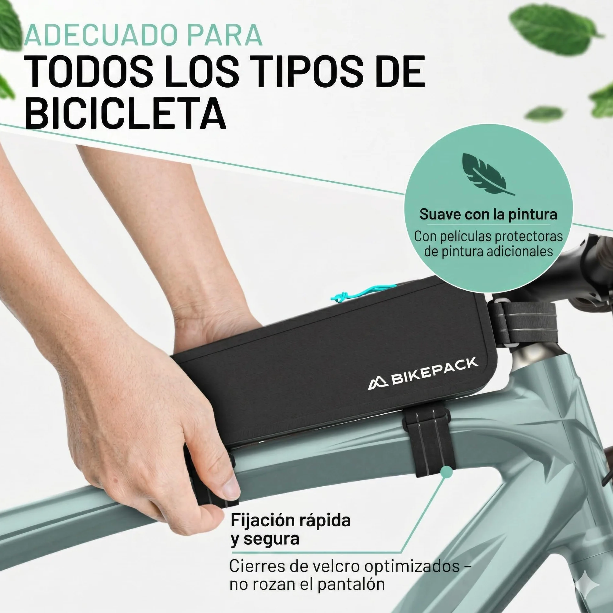BIKEPACK Bolsa para tubo superior para bicicleta - Bolsa de tubo superior - Accesorios para bicicleta Gravel Bike - 100% impermeable