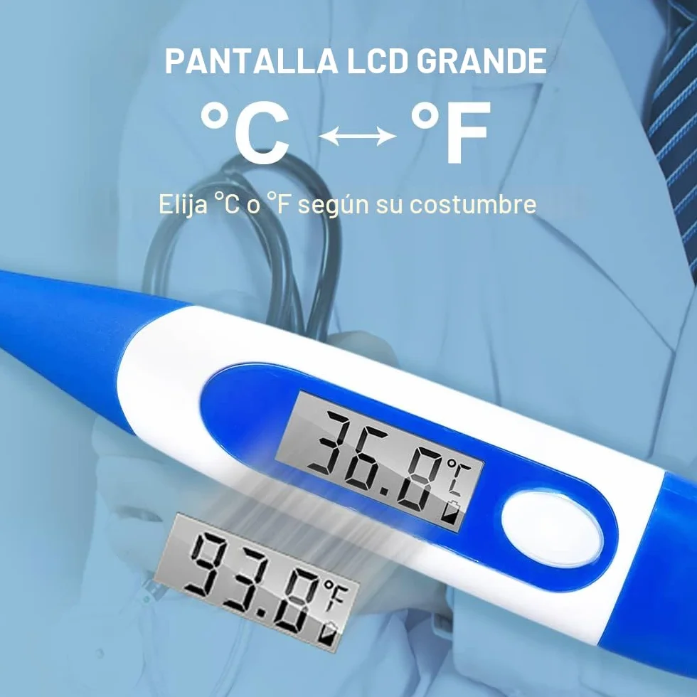Berrcom Termómetro Digital Flexible Bucal y Antebraquial Impermeable con Alarma de Fiebre