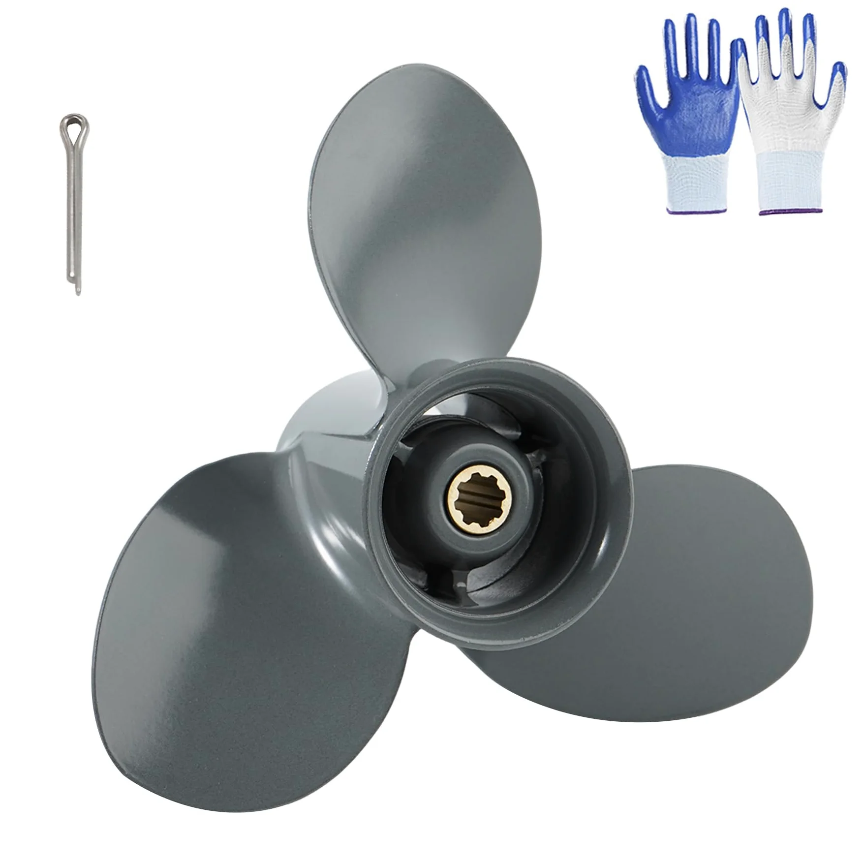 Hélice fuera de borda de aluminio para motores Honda 8HP 9.0HP 5HP 20HP, 9 1/4 x 8 9 1/4 x 9 9 1/4 x 10 9 1/4 x 11 9 1/4 x 12, 8 dientes estriados, derecha