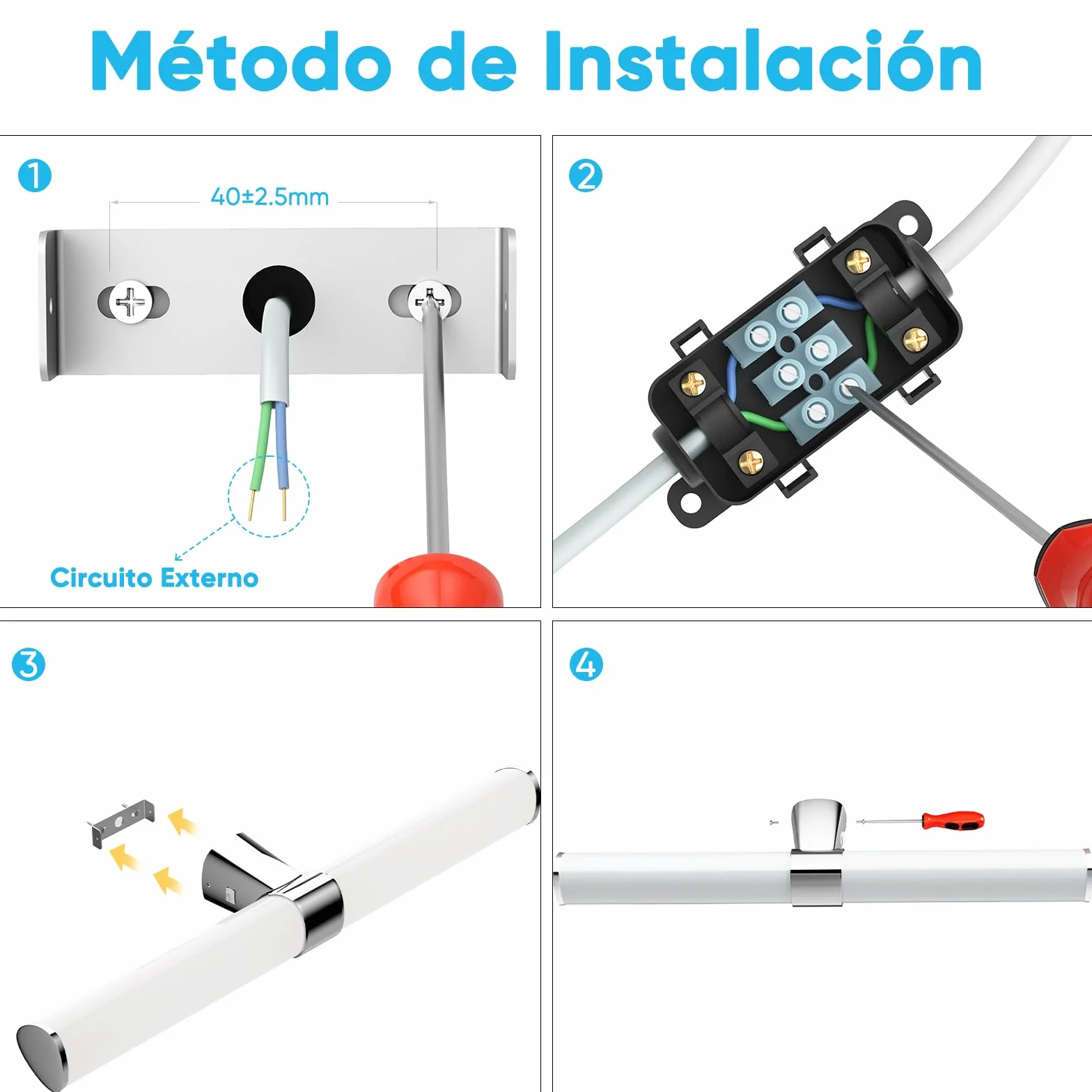 Lámpara Aplique de Pared LED 60cm 15W 1500Lm IP44 Plateada Luz Cálida Neutra Fría