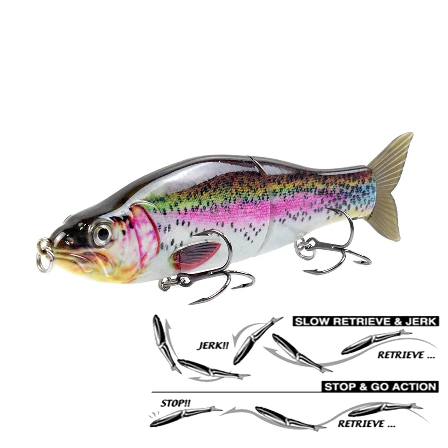 Señuelos de Pesca Señuelos de Pesca Flotante Deslizante Shank wobblers Duro Cebo Artificial Bajo Pike Pesca Juntas de la Pesca Switebait Tackle 2pcs Cebos Artificiales (Color : 1)