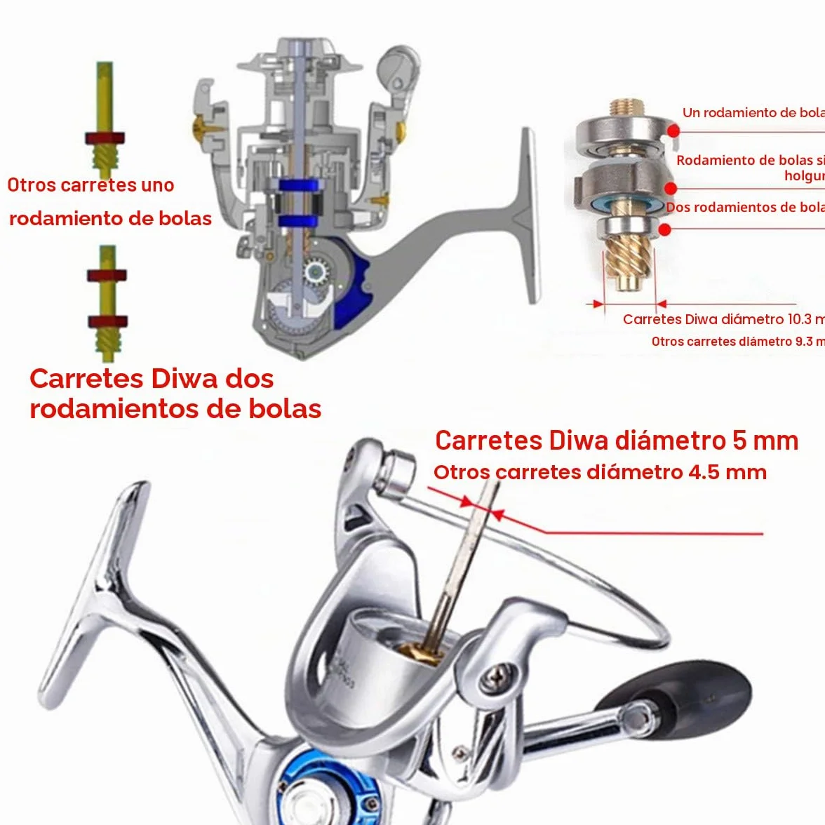 Diwa Carretes de Pesca Spinning para Agua Salada Agua Dulce 3000 4000 5000 6000 7000 Carretes Ultra Lisos Ultraligeros Equipo Potente Cuerpo de Metal Carretes de Pesca en Hielo