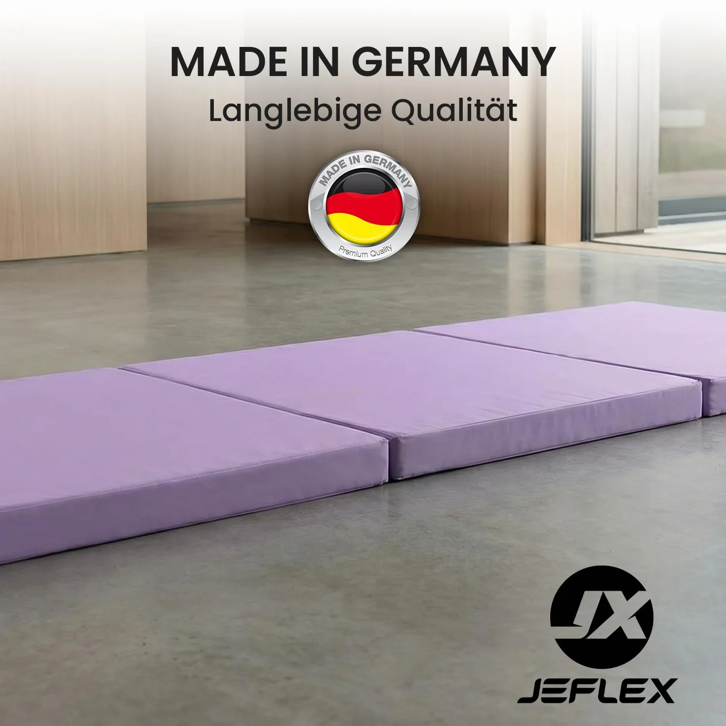 Jeflex - Colchoneta plegable Gimnasia 180 x 60 x 6 cm fabricada en Alemania / Esterilla de gimnasia / Colchoneta multifuncional y yoga / Esterilla de juego para habitación de los niños