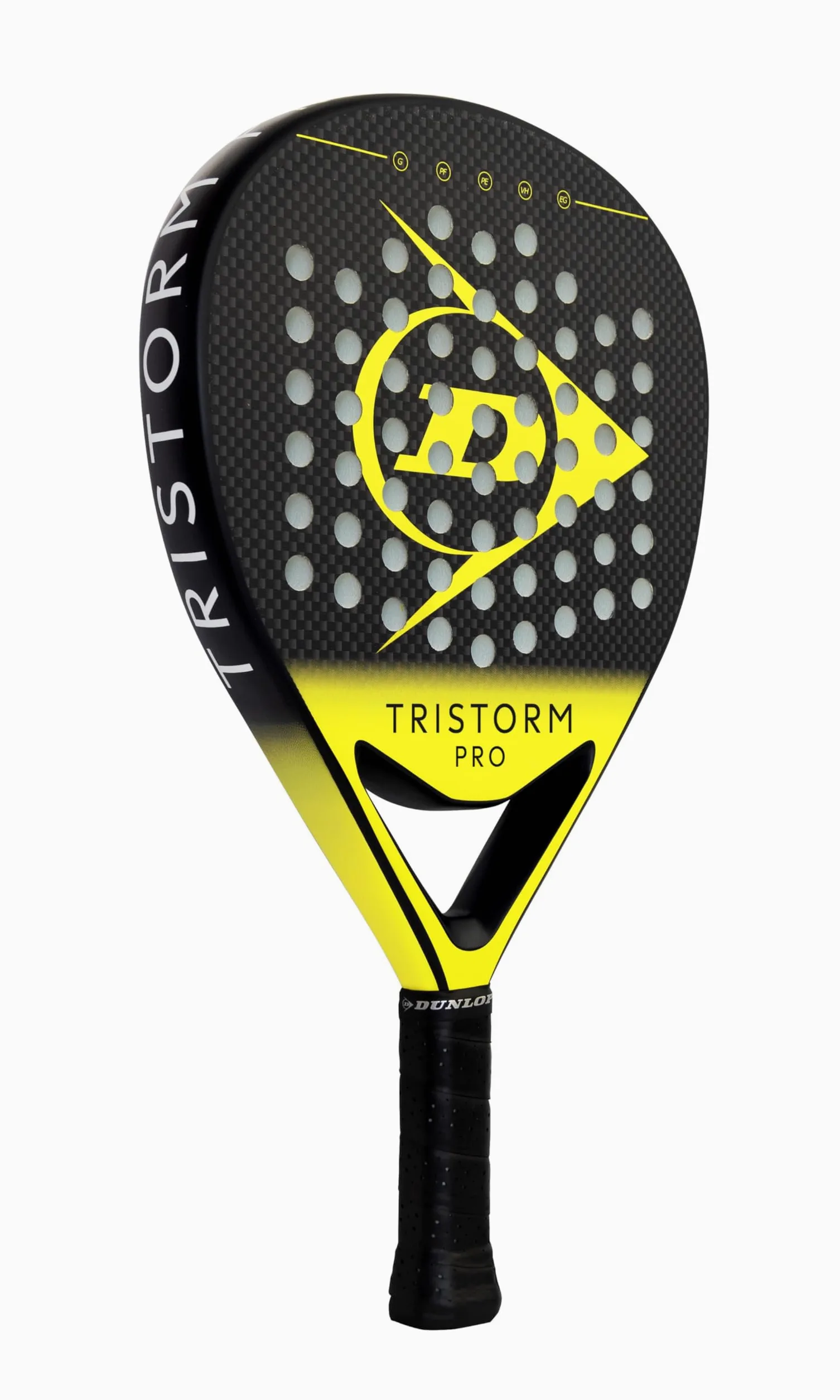 DUNLOP Tristorm Pala de Pádel – Forma Diamante, Marco de Grafito – Tecnología Power Frame – Acabado Extra Grip y Núcleo EVA Suave – Potencia y Control de Efecto