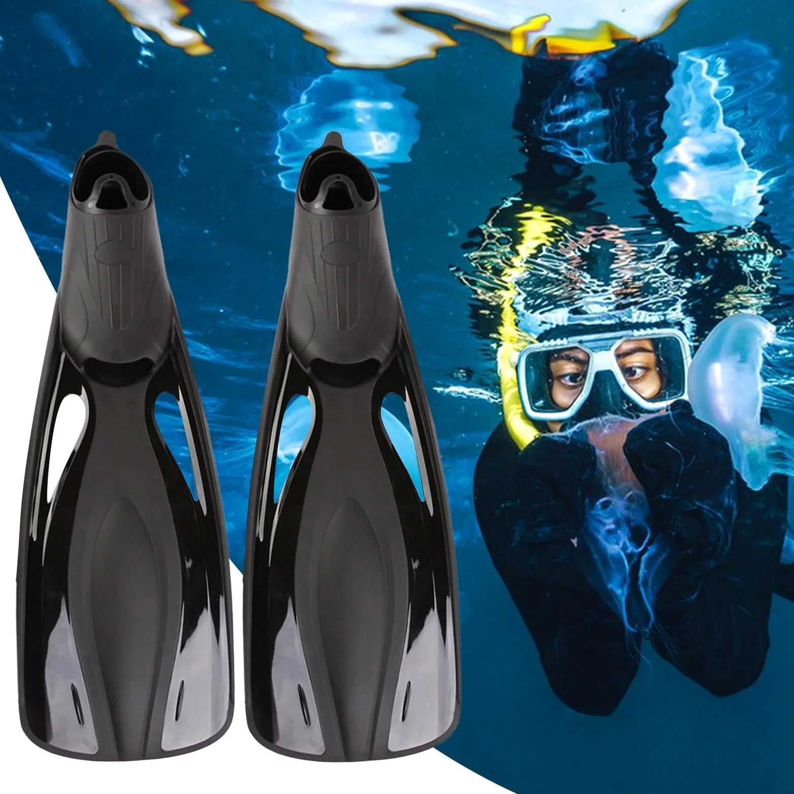 Aletas de natación para adultos, juego de aletas de snorkel para adultos, 1 par de aletas de buceo ajustables y equipo de entrenamiento para piscina, mar, tanto para aguas planas como profundas