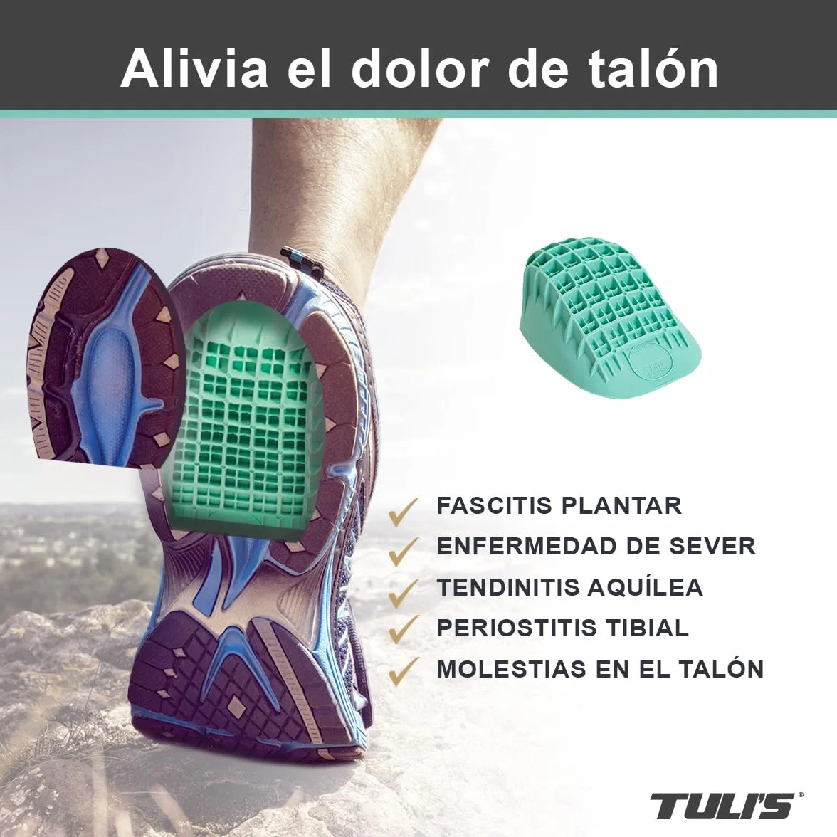 Tuli's Heavy Duty Heel Cups Taloneras Reforzadas Fascitis Plantar Absorción Impactos 1 par Mediano
