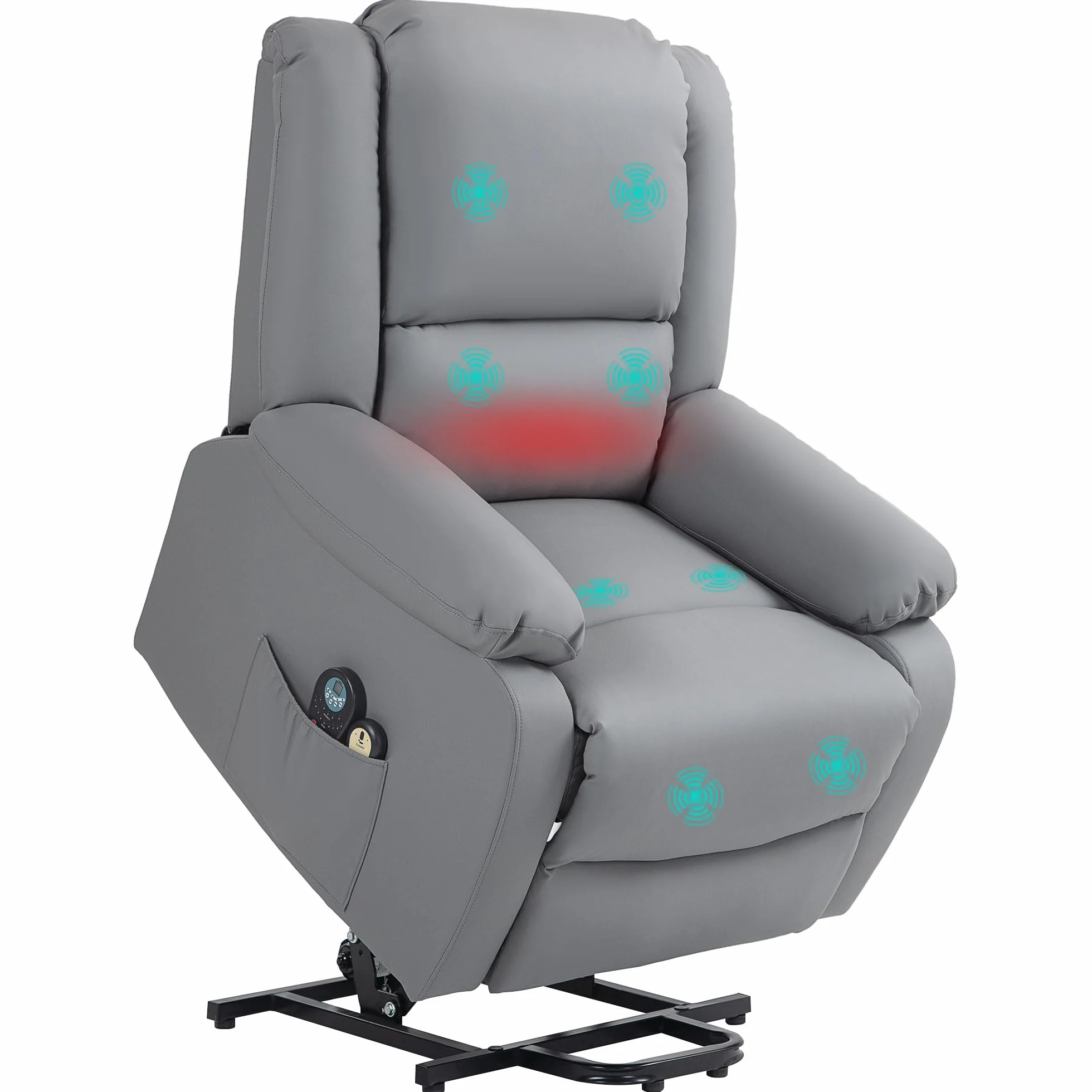 HOMCOM Sillón Relax Reclinable Eléctrico Levanta Personas con 8 Punto de Masaje Calor Lumbar Gris