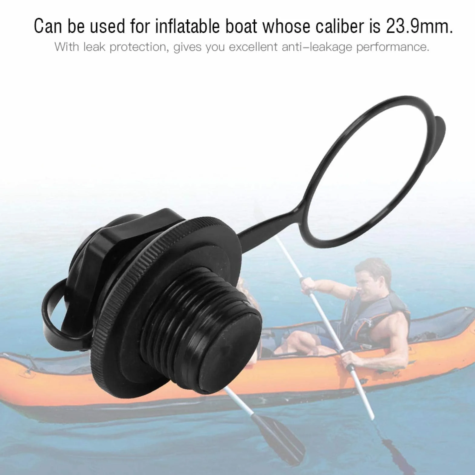 Vbest Life 23.9mm Inflable Barco de Pesca de la válvula de Aire, de plástico Negro Inflable Barco de Pesca de la válvula de Aire, Piezas de Repuesto para los Accesorios del Barco de Pesca
