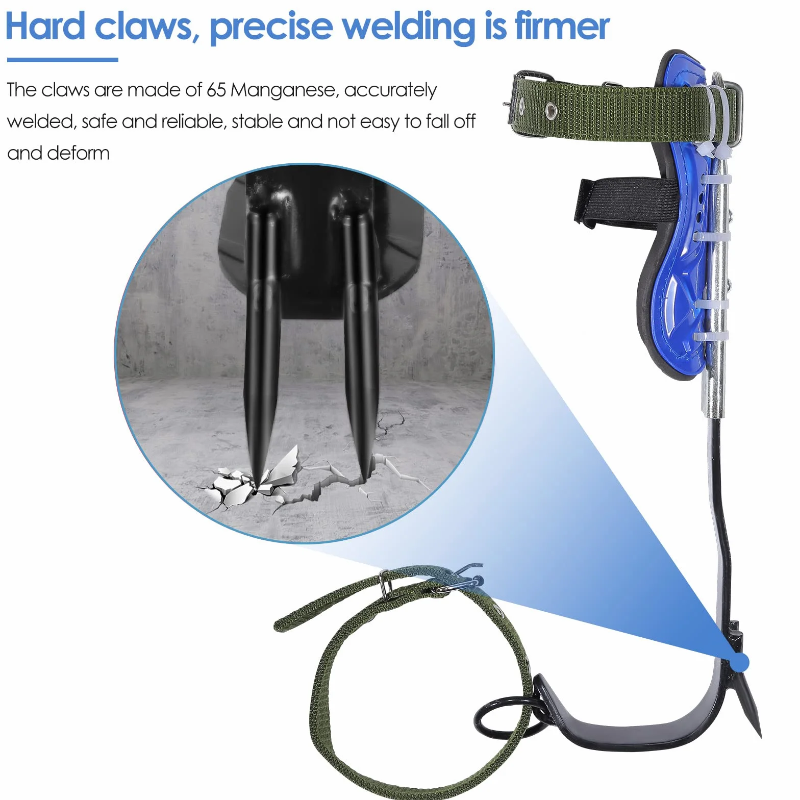 Crampones de árbol con 2 Engranajes y Correas de Seguridad de 5 Puntos, Juego de trepadores de árboles con crampones Altura Ajustable de la Pantorrilla, fácil de Usar para Recoger Frutas