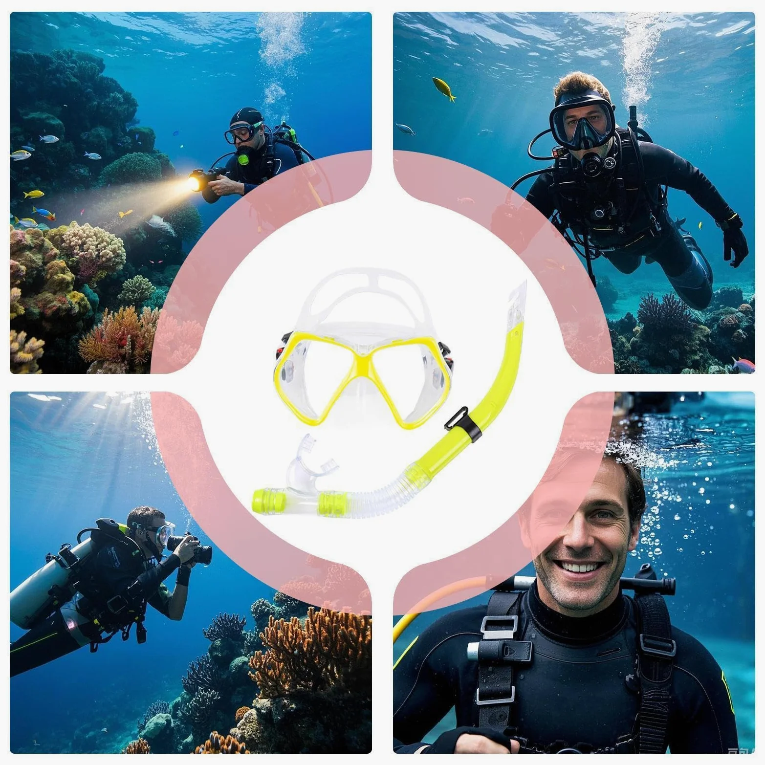 Set Snorkel para Niños Ajustable Antifugas Visión Panorámica | Gafas snorkel y equipo natación viaje Para Hombres, Mujeres, Jóvenes, Niños, Viajes al Aire Libre, Playa, Mar, Verano, y