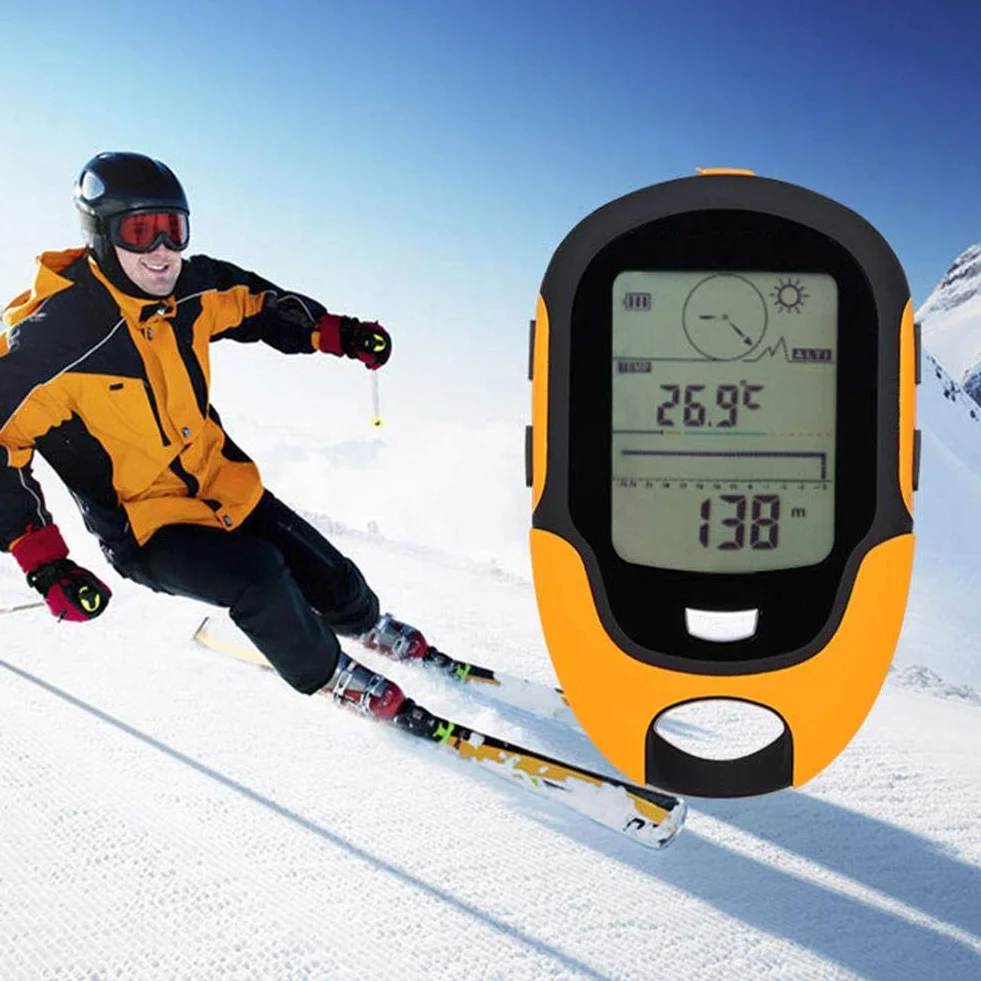 MAGT Brujula Digital Altimetro Digital Brujula Altimetro, SUNROAD Altímetro Digital multifunción para montañismo al Aire Libre FR500 Barómetro de Pesca con brújula(Amarillo)