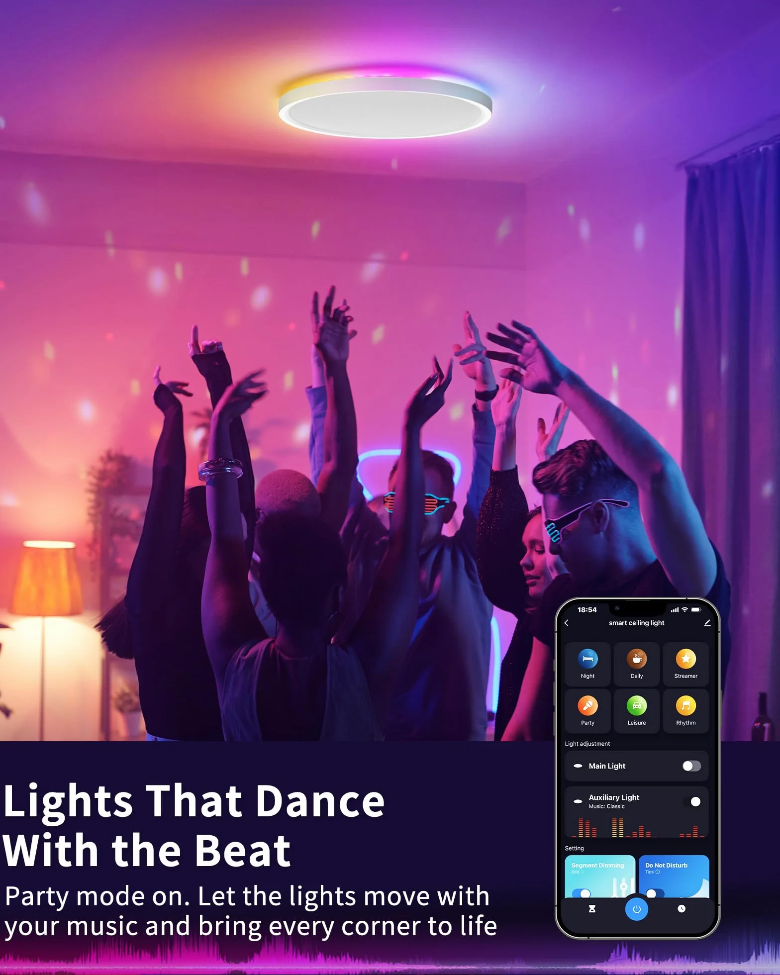 Plafón LED Inteligente 24W Regulable con Mando WiFi RGB, Compatible con Alexa y Google Home, Lámpara de Techo Ultrafina