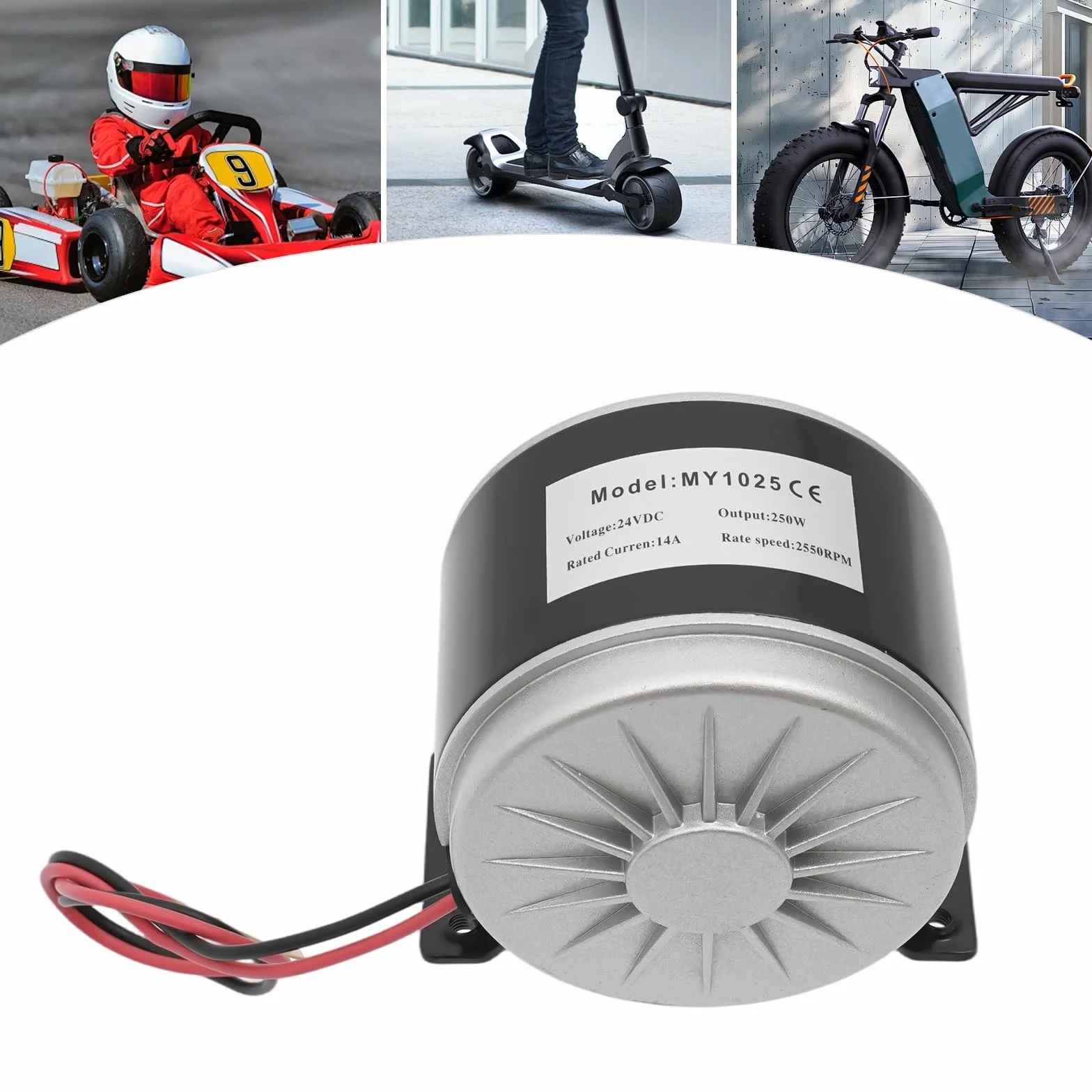 Motor eléctrico de 250 W, 24 V CC, 2550 rpm, 14 A, cobre puro, rueda dentada de 11 dientes (25 H) reversible, rodamiento de precisión para scooters eléctricos, bicicletas eléctricas, minimotos y