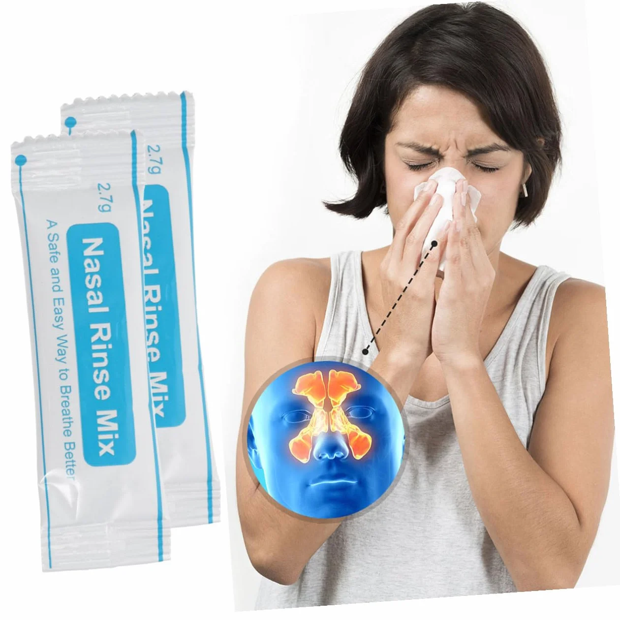 Hohopeti Paquetes de Sal para Enjuague Nasal 40 Sobres