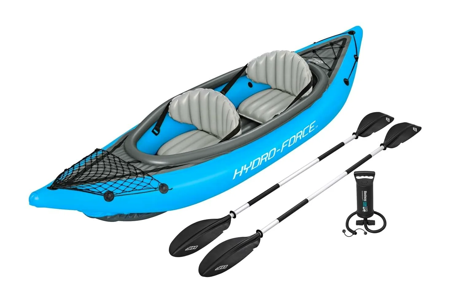 Bestway | Hydro-Force Cove Champion X2 Kayak| Inflatable Boat Set with Hand Pump, Paddles, Seats, Fins and Storage Bag | Two Seater