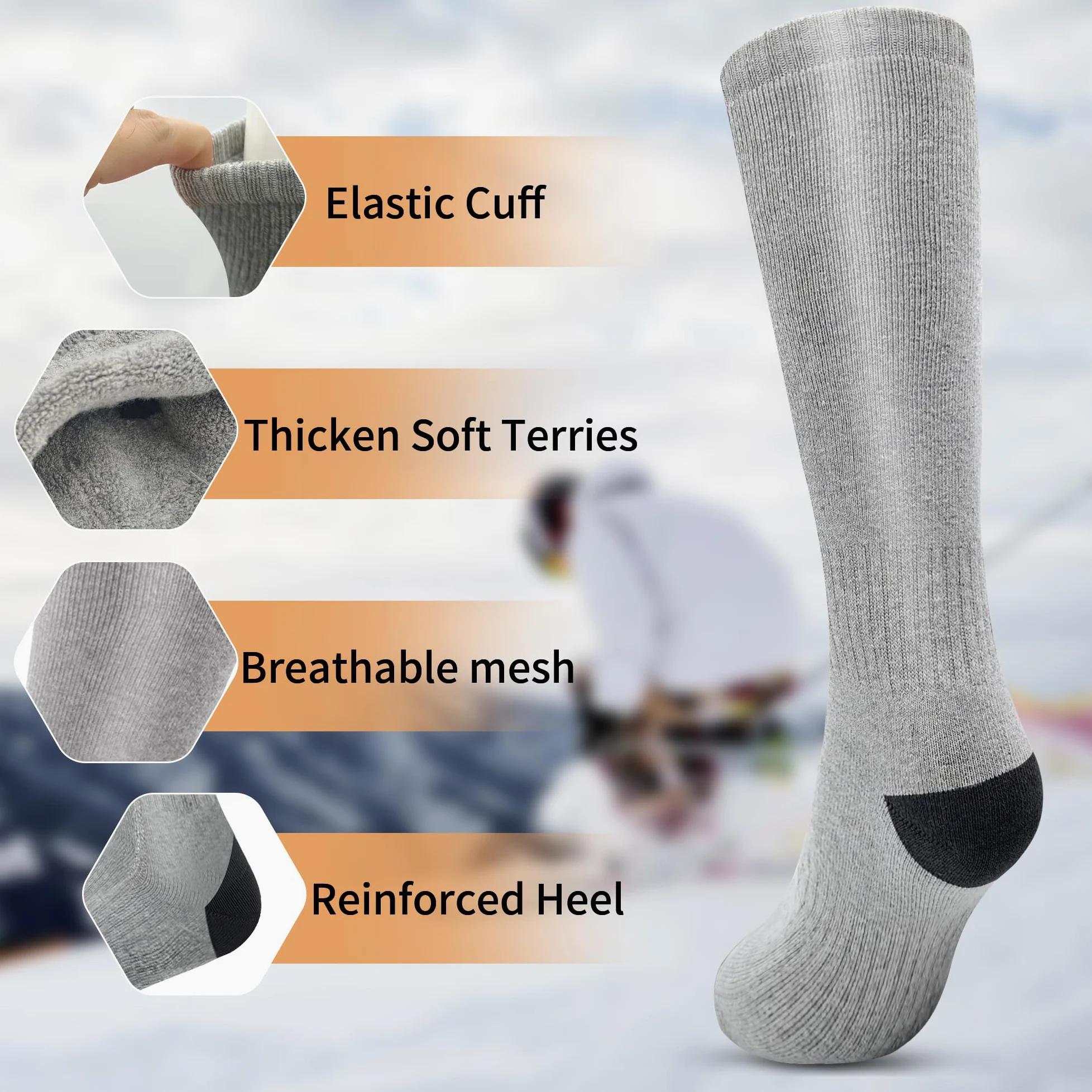 Calcetines eléctricos calefactables a batería, para hombre, mujer, invierno, caza, esquí, senderismo, calentador de pies, calcetines cálidos de algodón para regalo